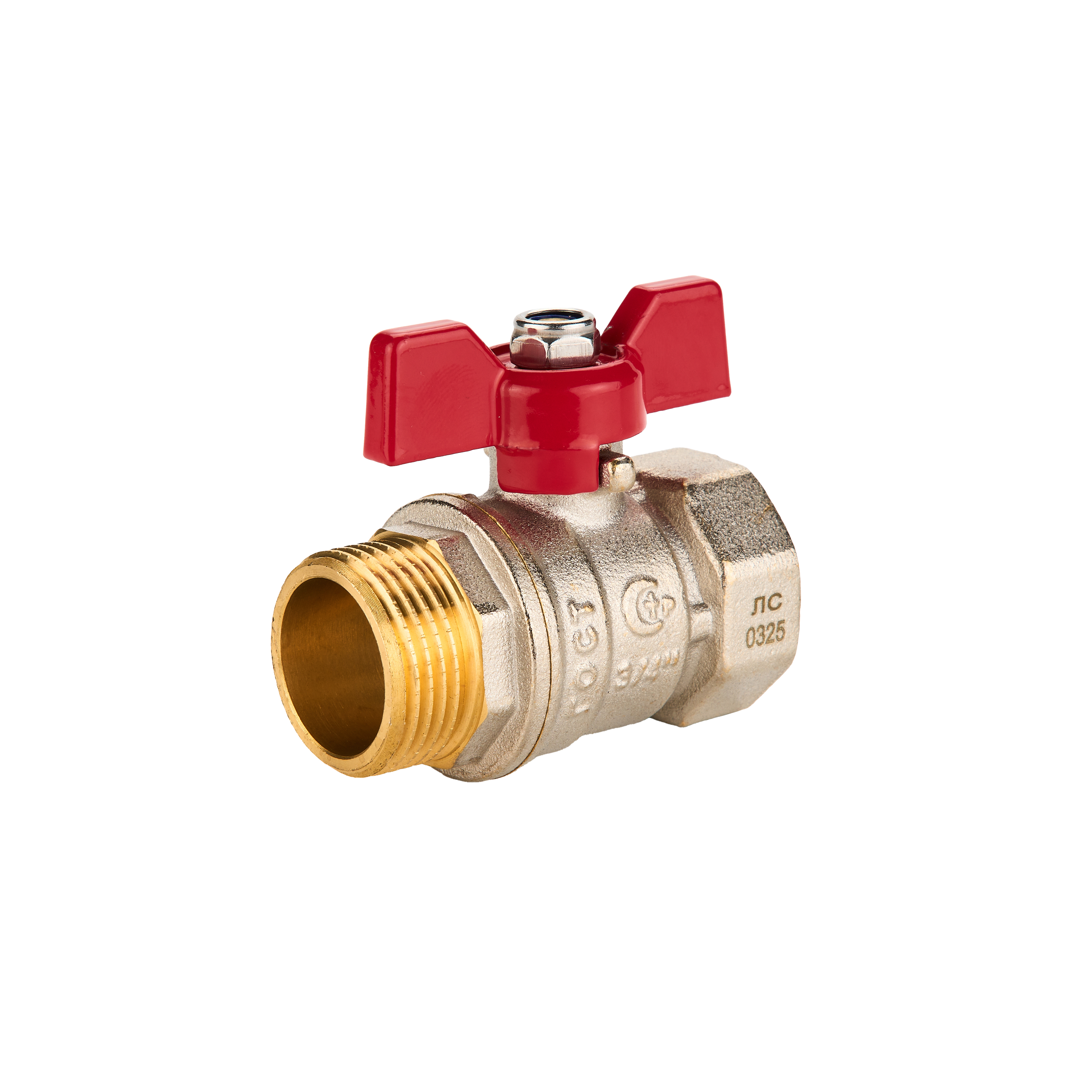 Изображение товара Кран шаровой Sanext 8762 DN20 PN40 3/4 ВР-НР латунь ручка бабочка