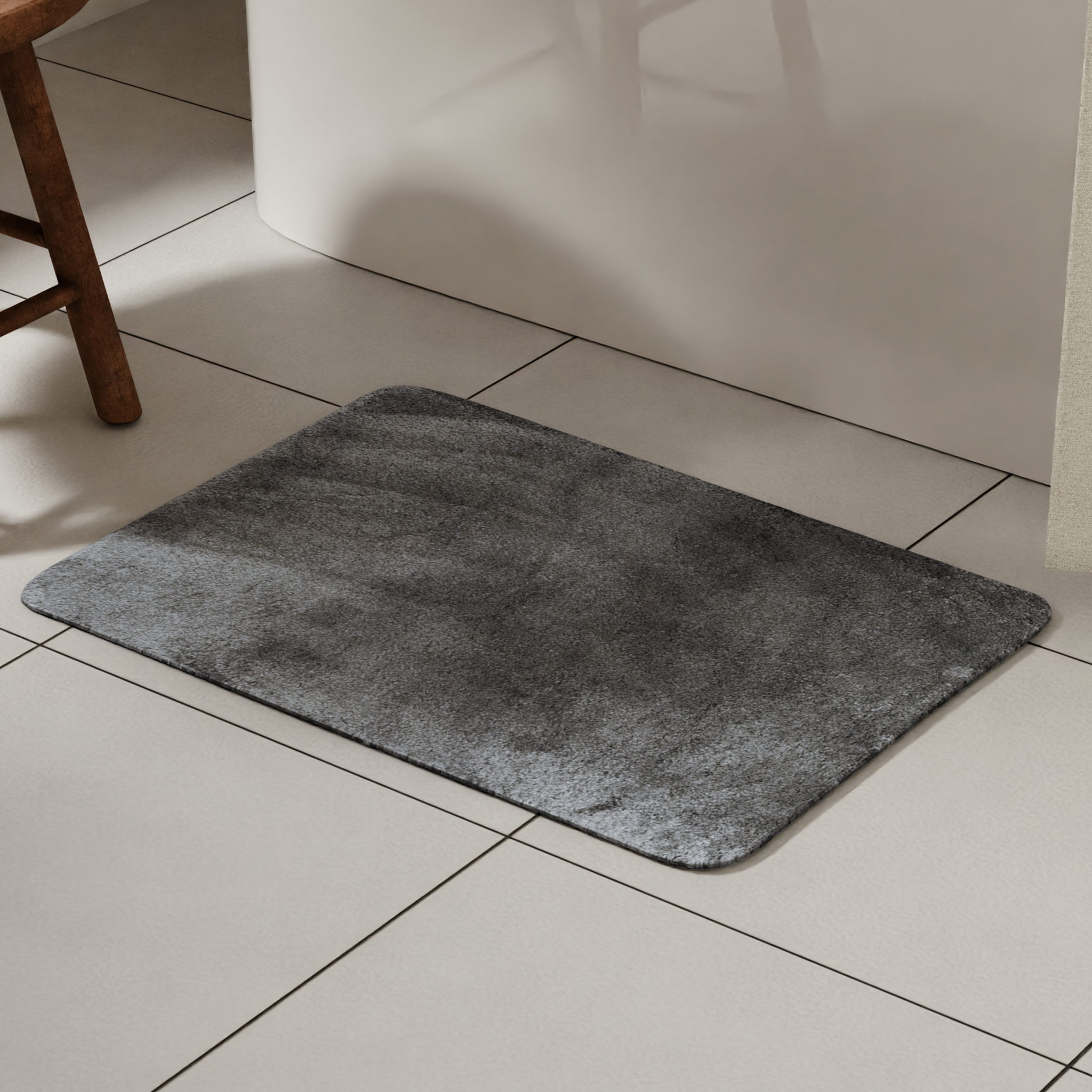 Изображение товара Коврик для ванной Lemer Como 50x80 см серый противоскользящий и мягкий