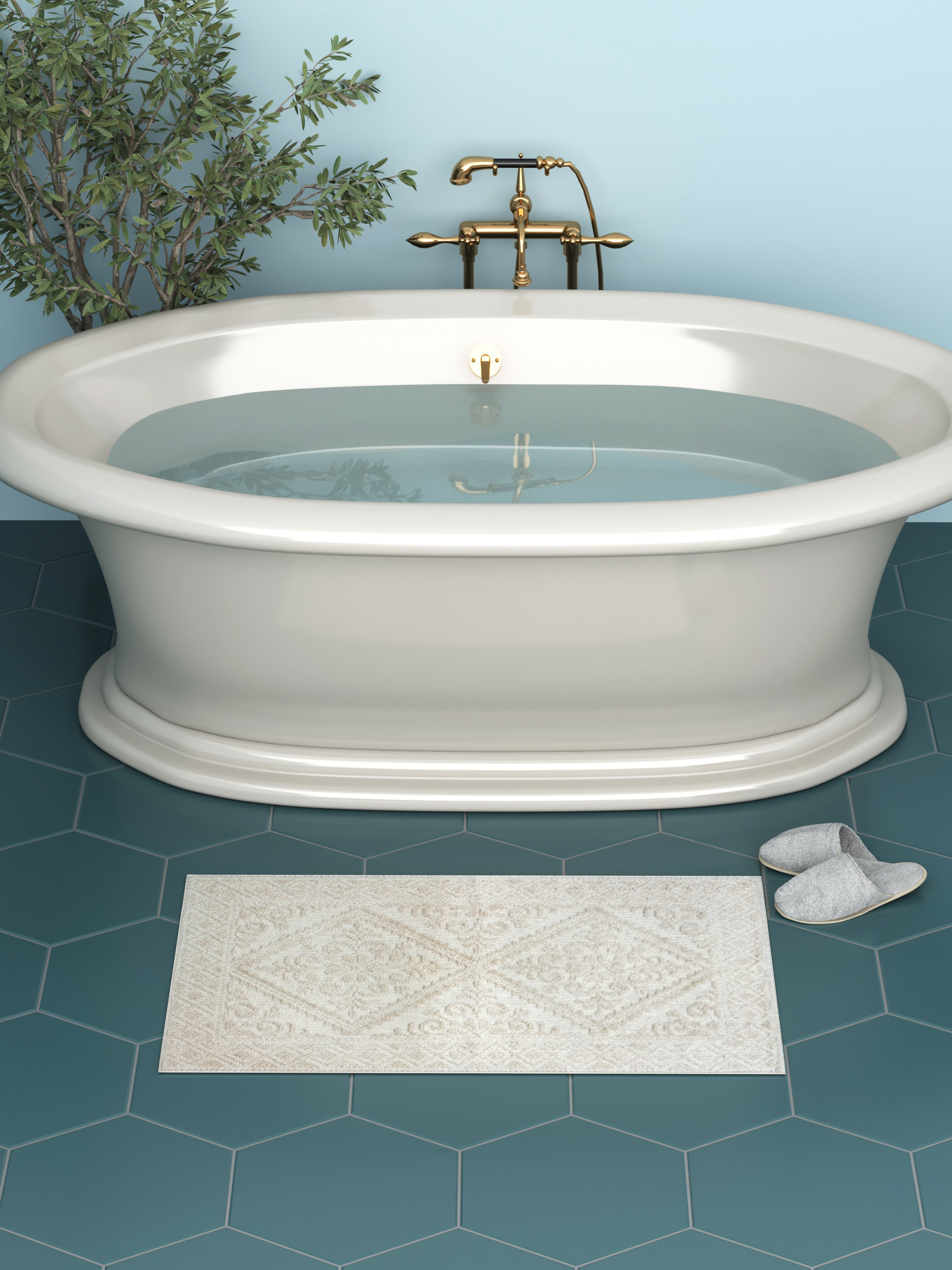 Изображение товара Коврик для ванной Zenfort Vintage 50x80 см белый противоскользящий