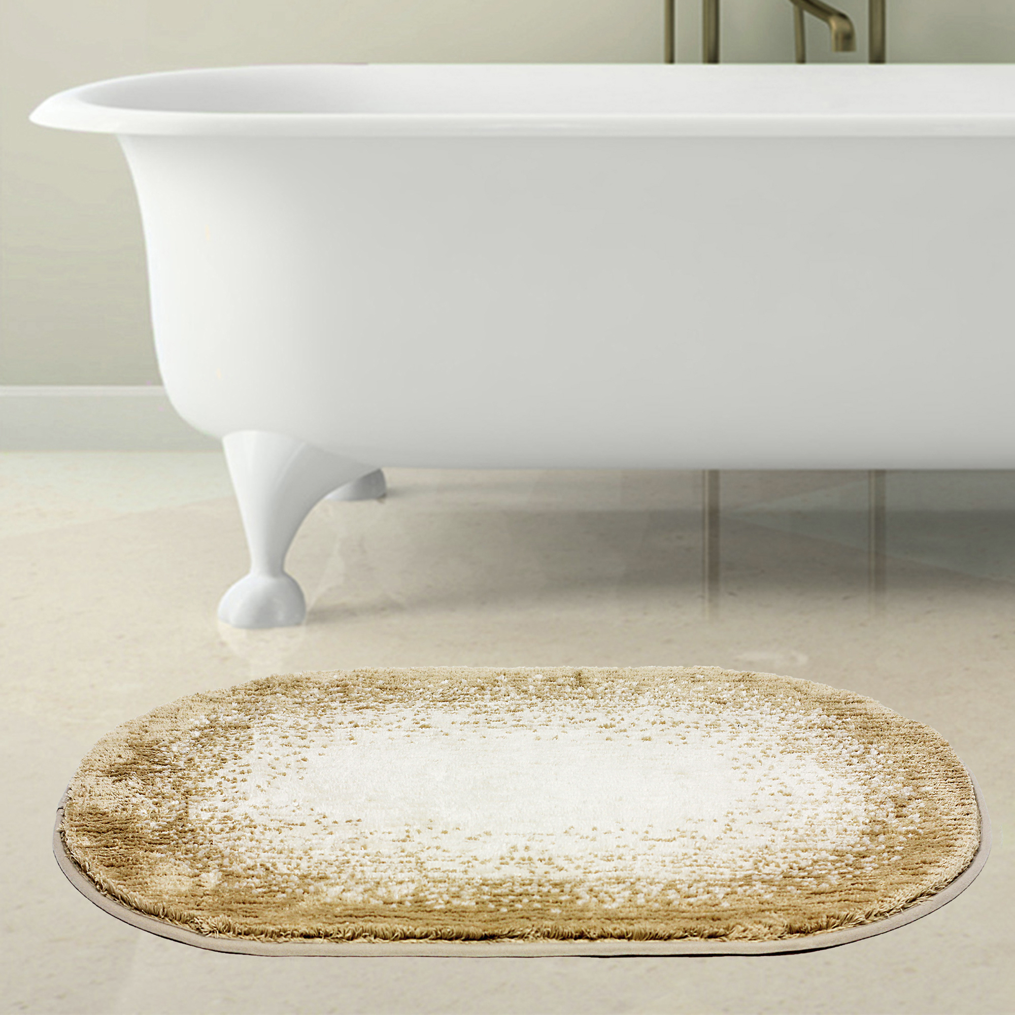 Изображение товара Коврик для ванной Bath Plus Фокус 60x90 см цвет бежевый