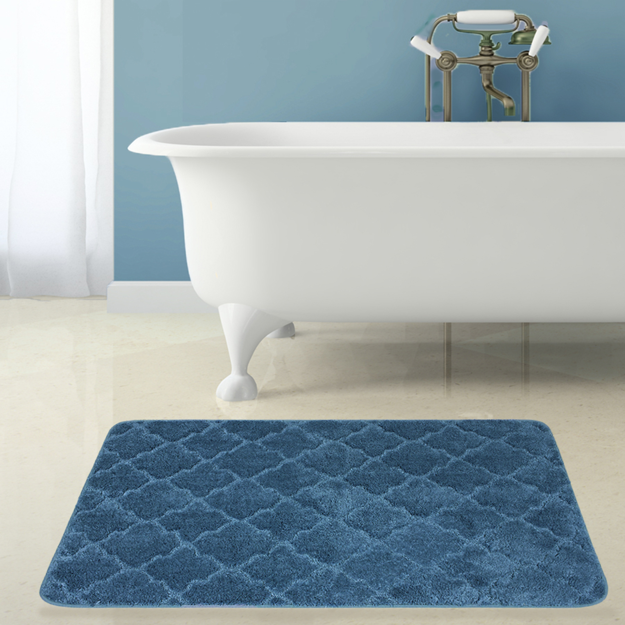 Изображение товара Коврик для ванной Bath Plus Лана бирюзовый 70x120 см противоскользящий
