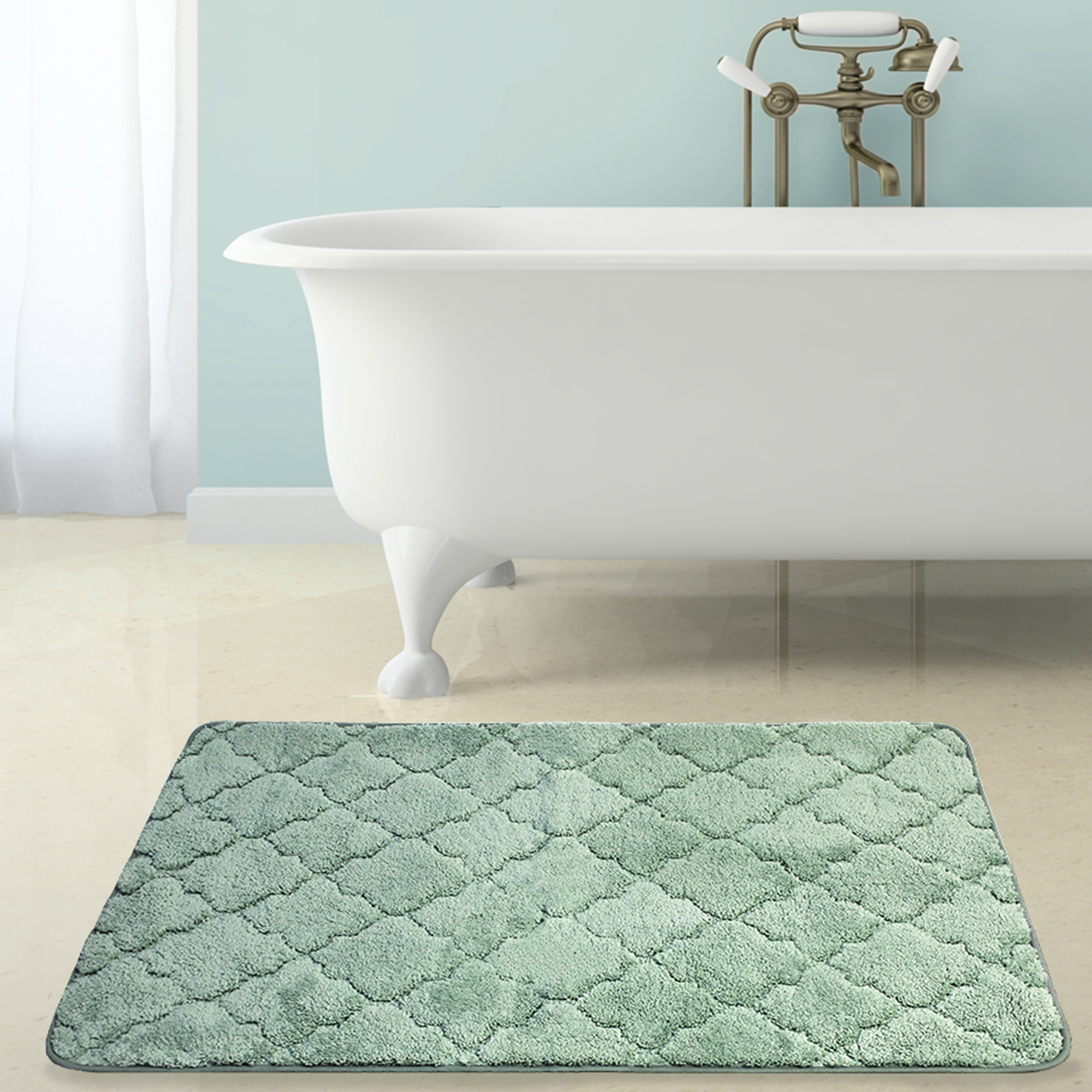 Изображение товара Коврик для ванной Bath Plus Лана 70x120 см цвет зеленый