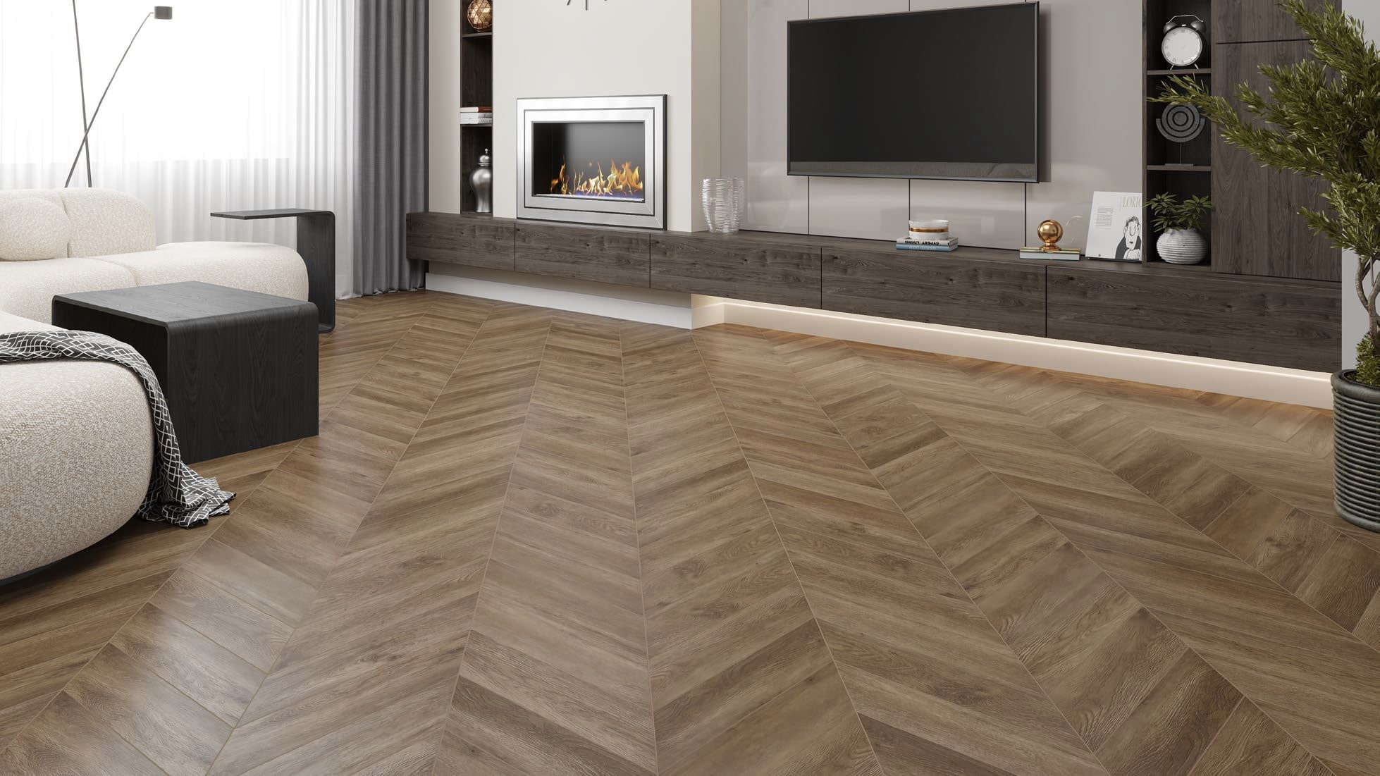 Изображение товара Кварцвиниловая SPC плитка Alpine Floor Chevron Макадамия 5 мм 1.676 м²