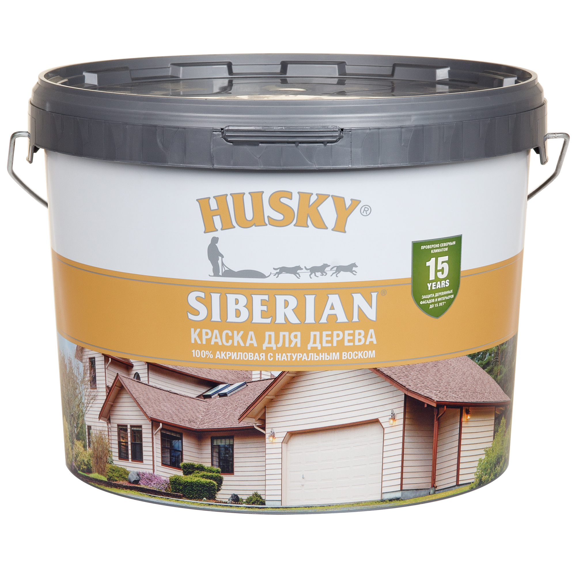 Изображение товара Краска по дереву Husky Siberian полуматовая цвет белый база А 9 л