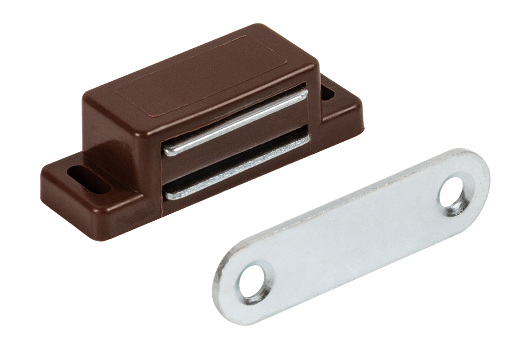 Защелка магнитная 15x45 мм пластик цвет коричневый