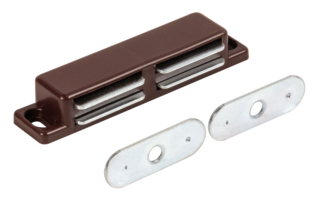 Защелка магнитная 18x75 мм пластик цвет коричневый