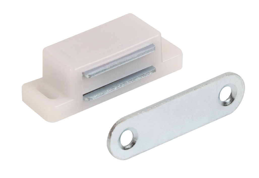 Защелка магнитная 15x45 мм пластик цвет белый