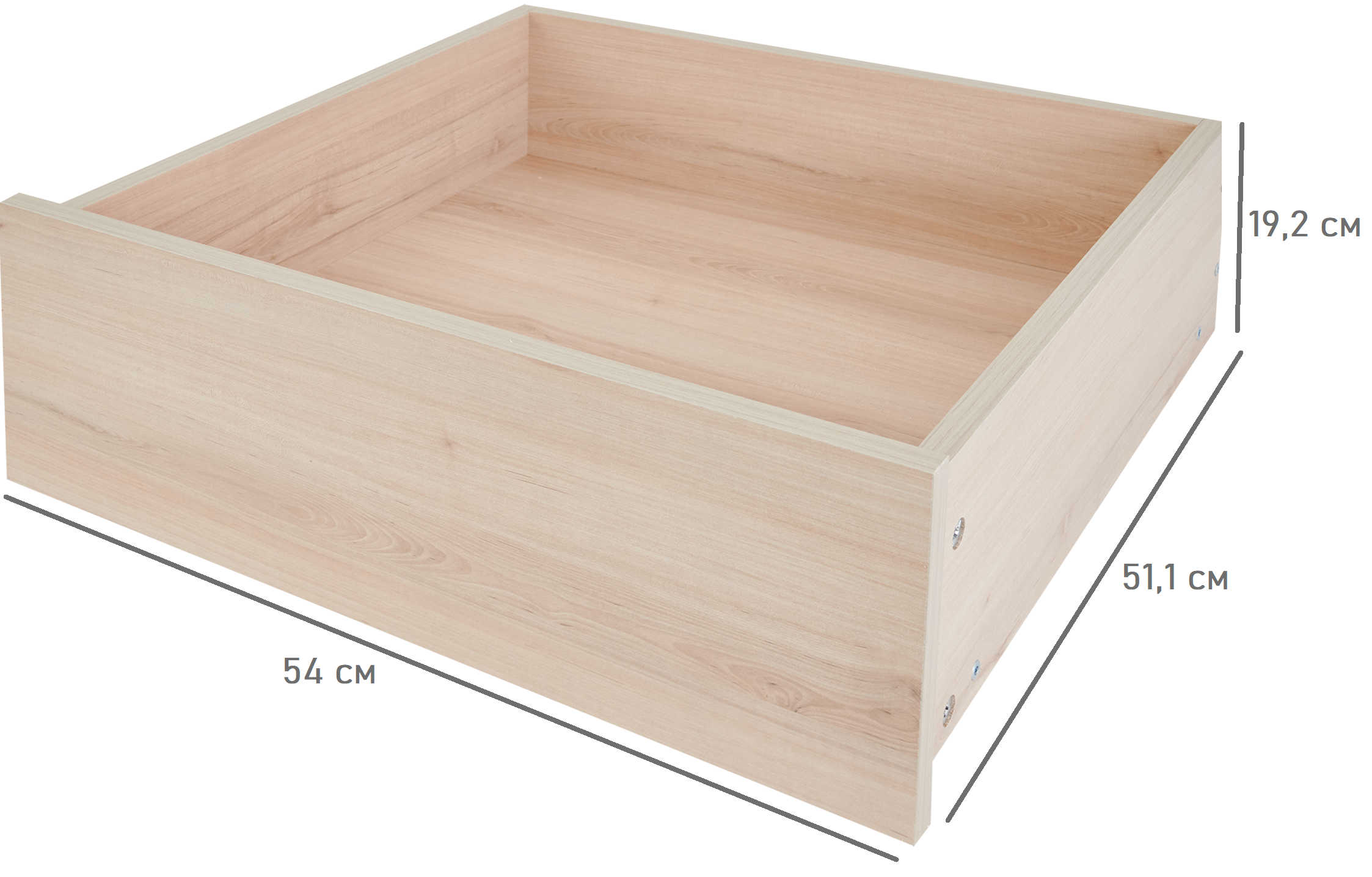 Изображение товара Выдвижной ящик для шкафа Лион 54x19.2x51.1 из ЛДСП с доводчиком и крепежом