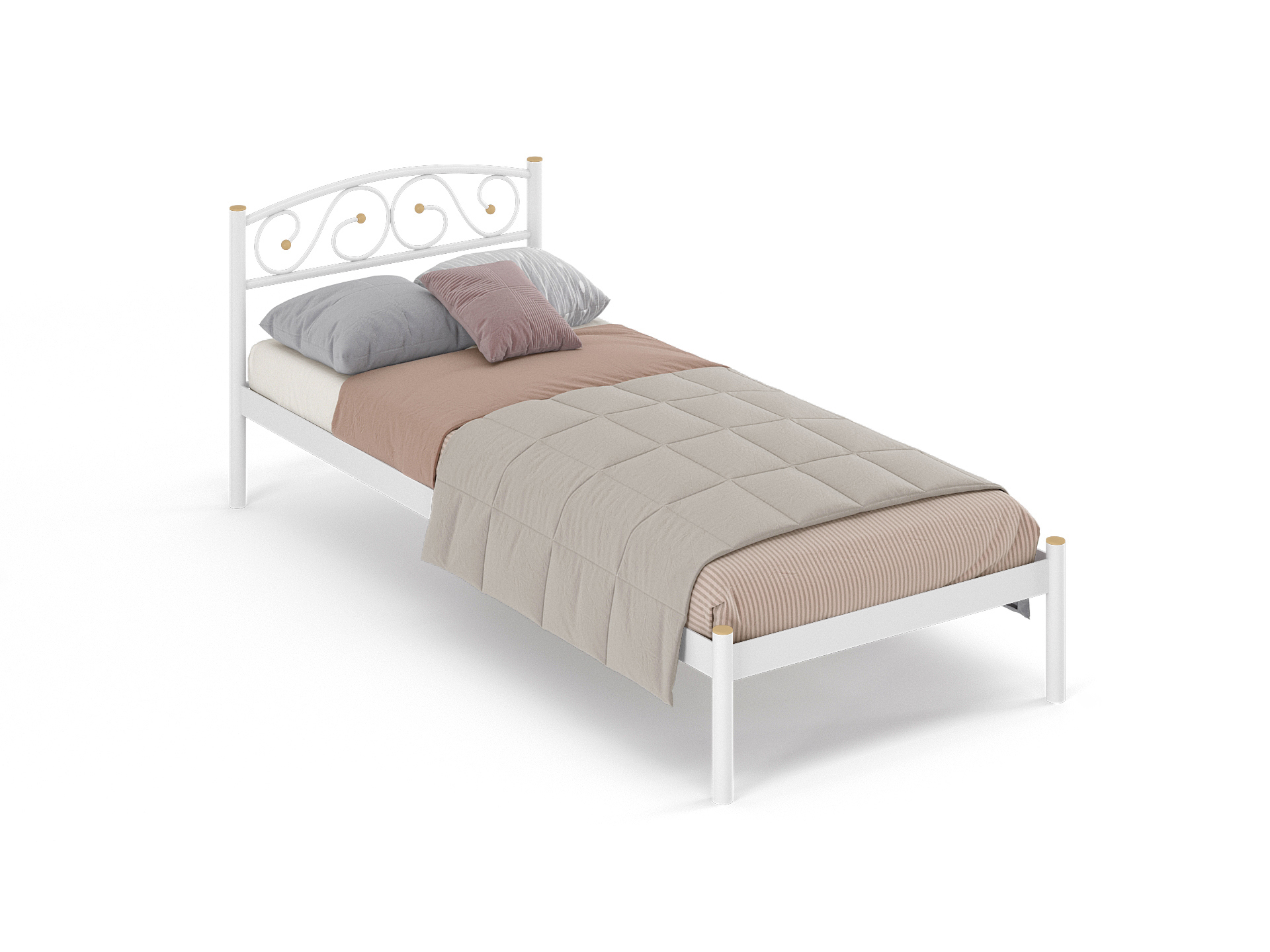 Изображение товара Кровать Стиллмет Оптима 200х90 см металлица белый современная односпальная