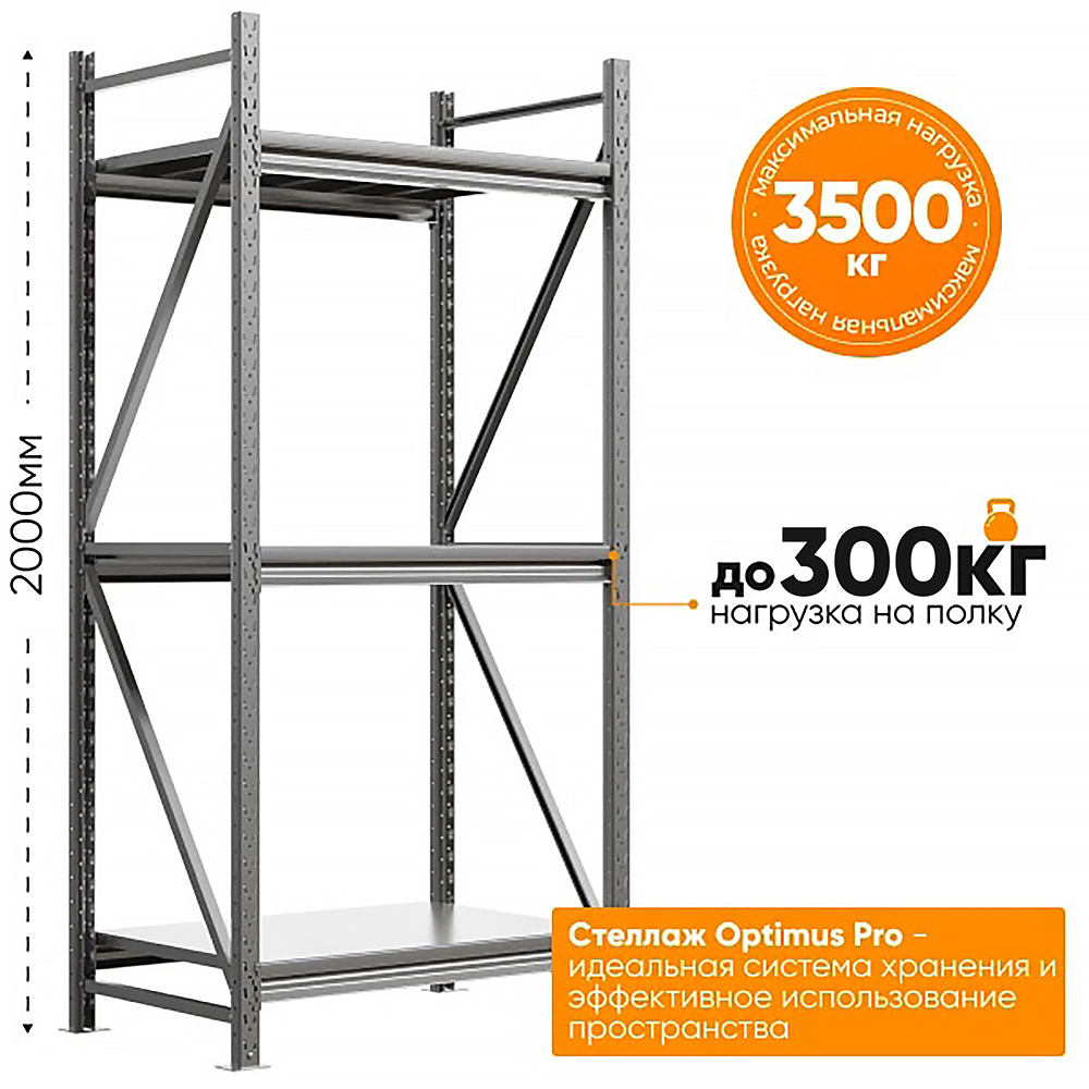 Изображение товара Стеллаж металлический Ironmebel Optimus Pro 180x200x40 см нагрузка до 300 кг металл цвет серый Изображение товара Стеллаж металлический Ironmebel Optimus Pro 180x200x40 см нагрузка до 300 кг металл цвет серый
