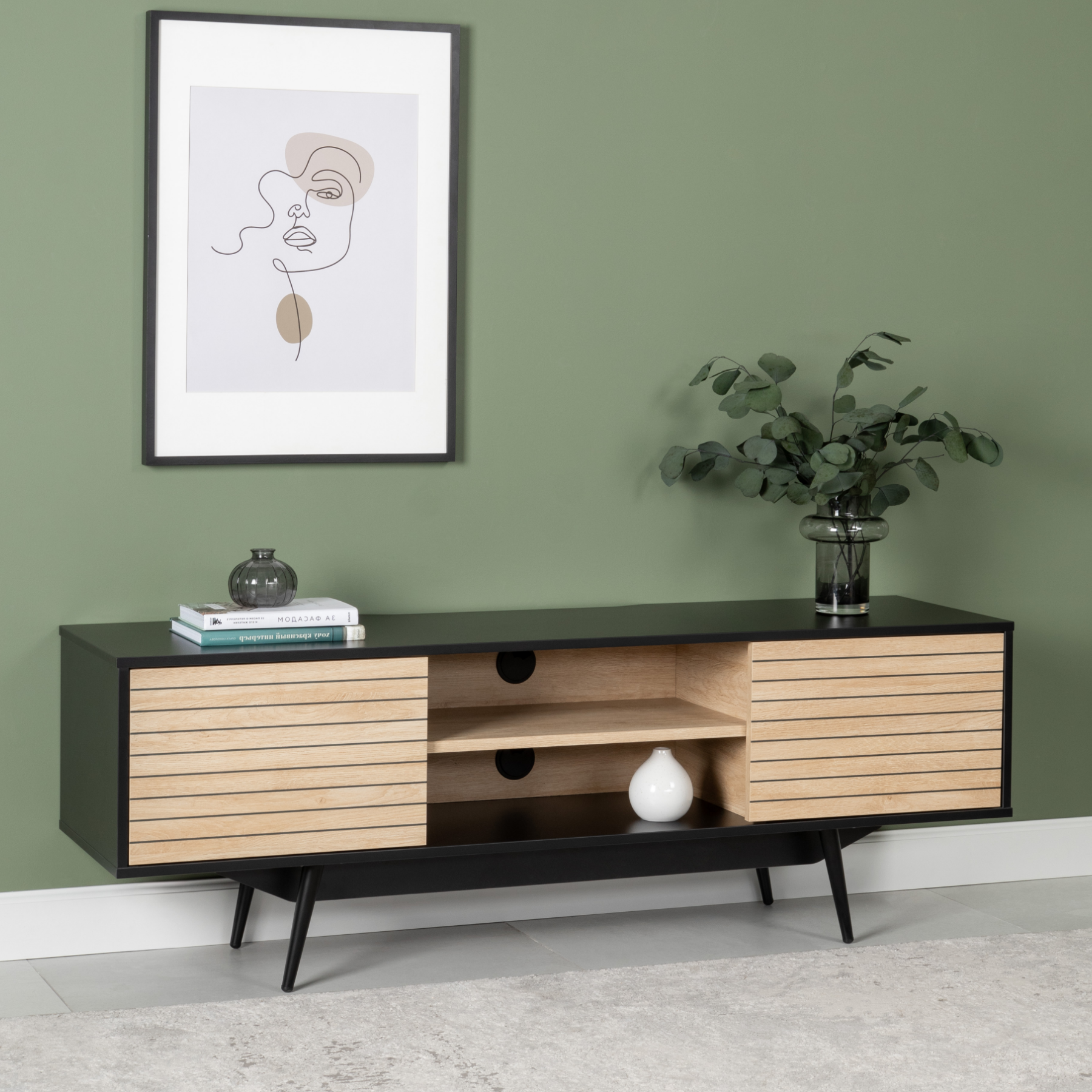 Изображение товара Тумба под телевизор Egregor Флоранс черного цвета 150х52.4х40 см