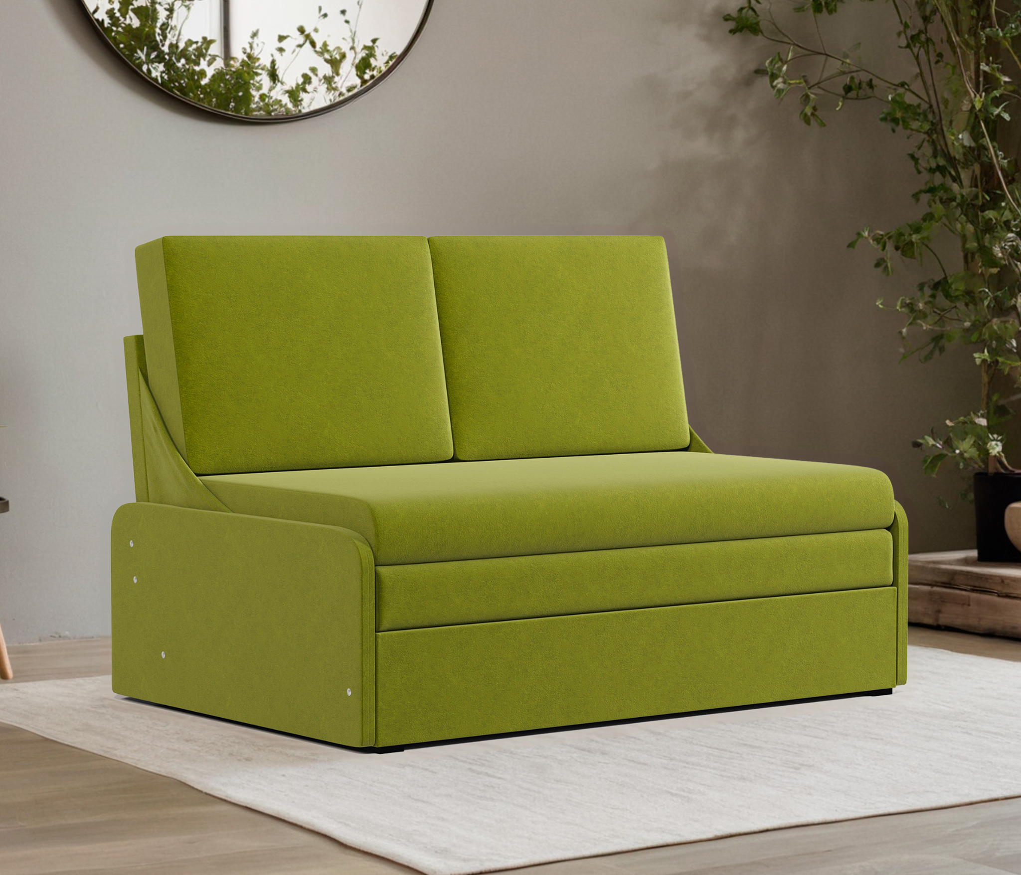 Изображение товара Диван раскладной Гамма Уют-2 зеленый велюр современный функциональный