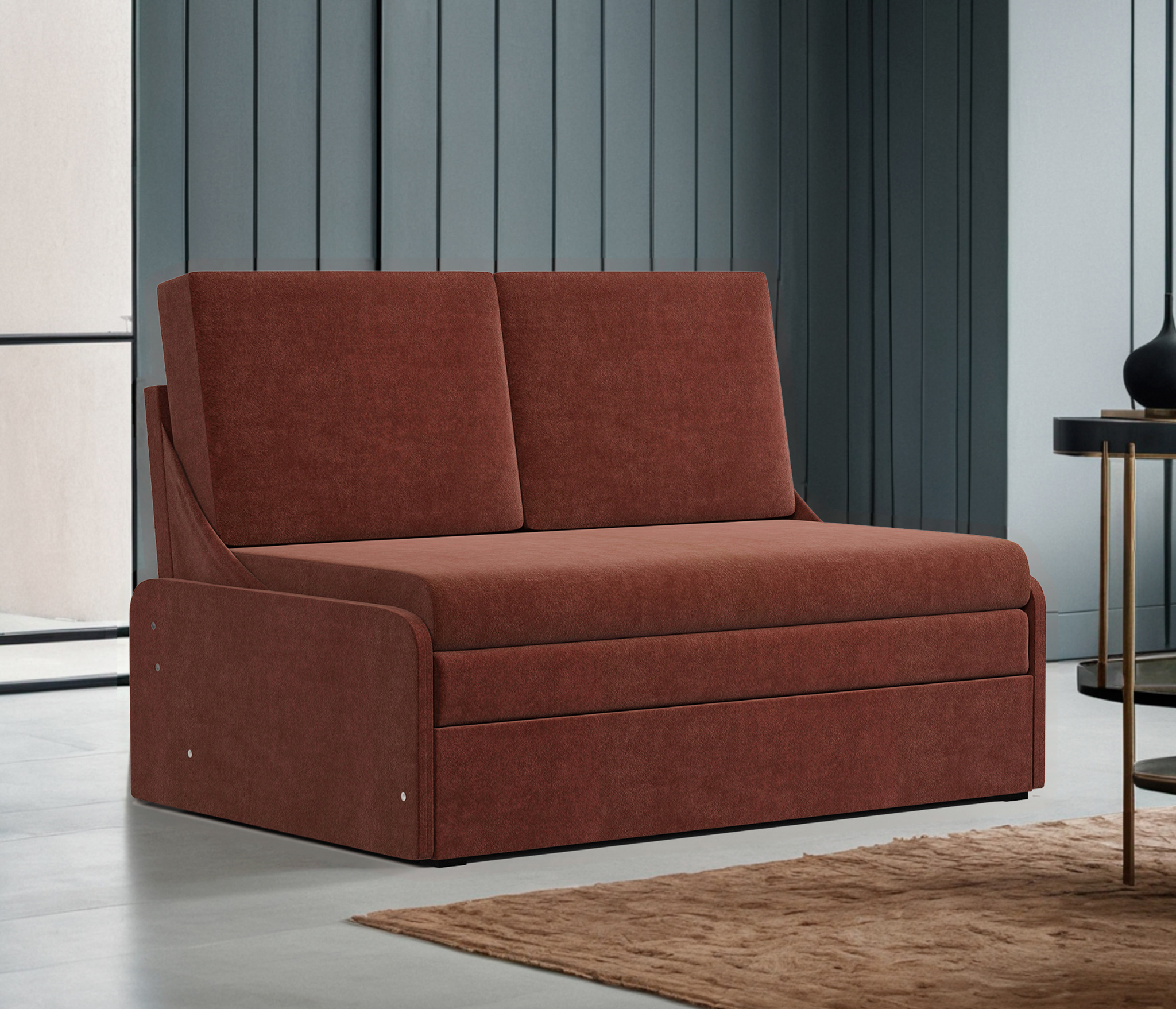 Изображение товара Диван раскладной Гамма Уют-2 128x85x85 см велюр цвет шоколад