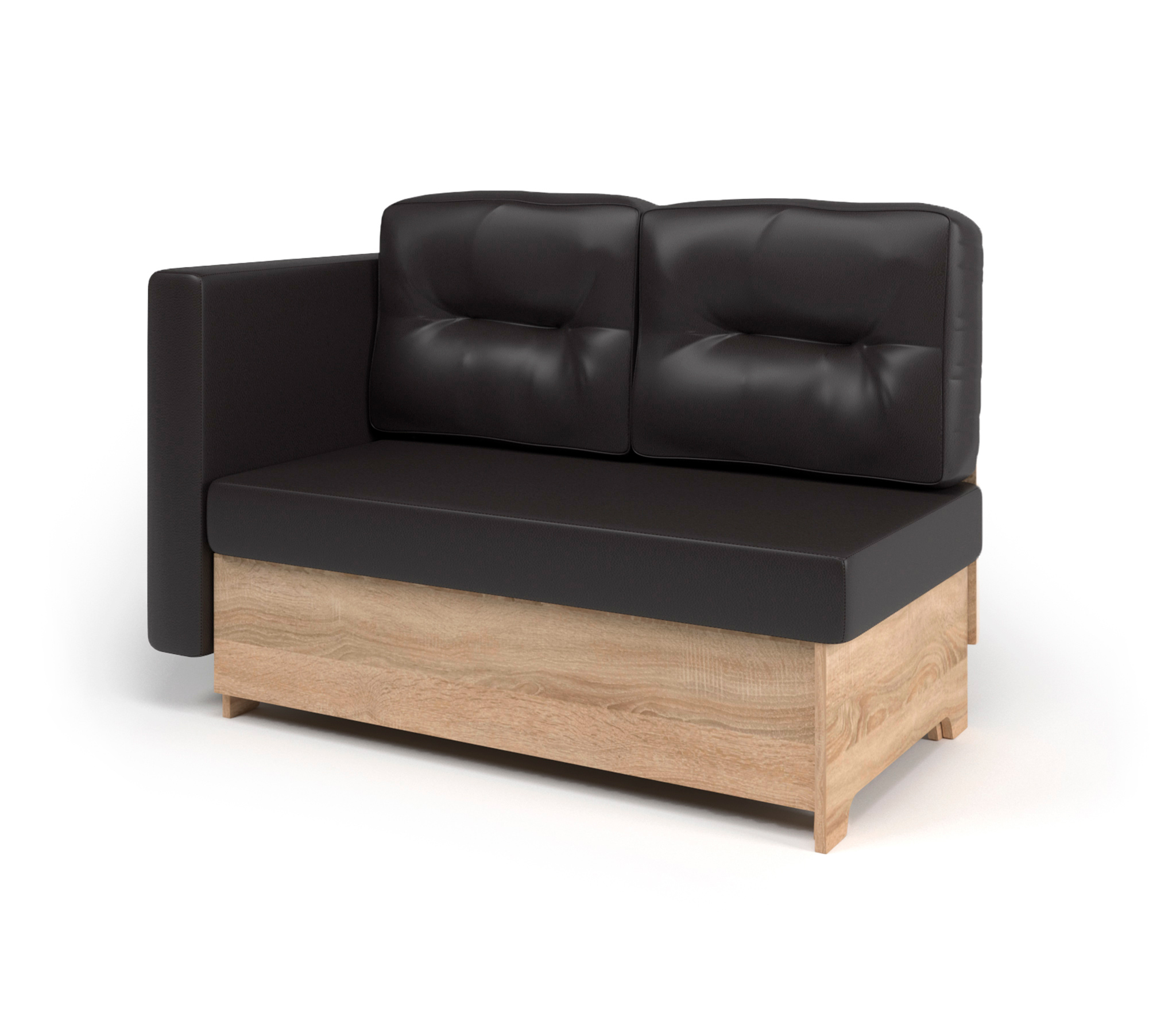 Изображение товара Кушетка Гамма 120 угол левый 125x86 см дуб искусственная кожа шоколад