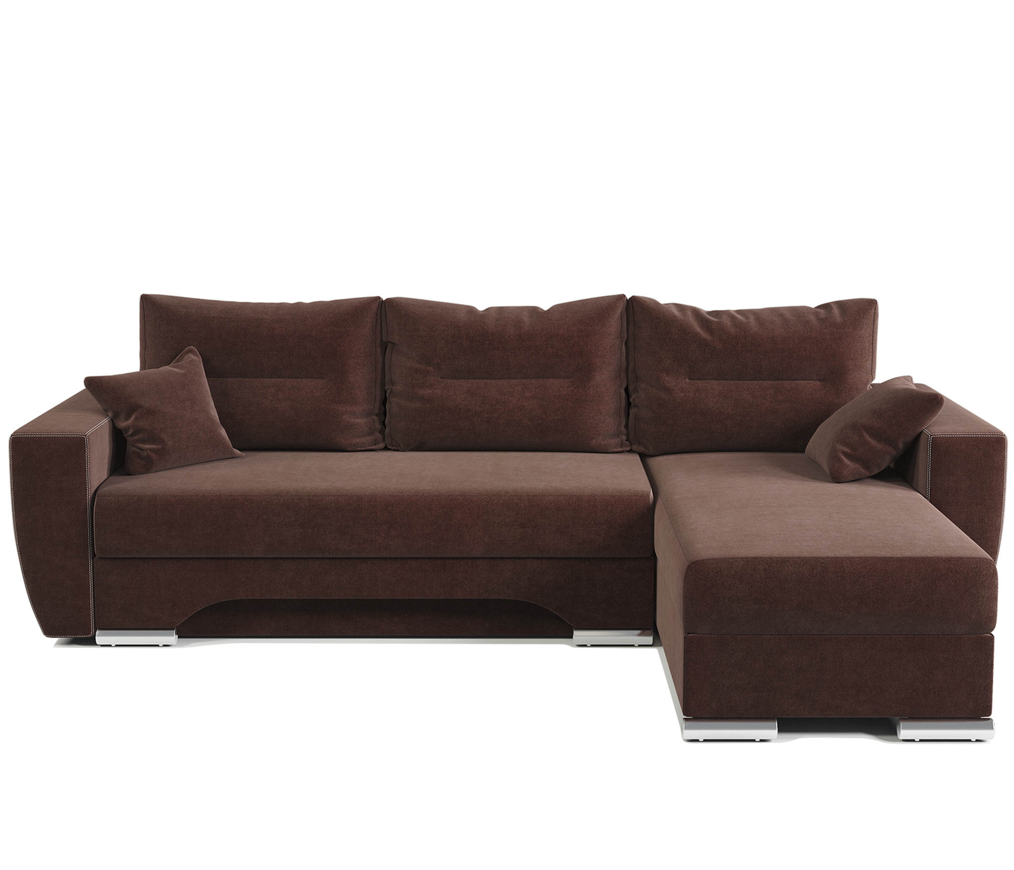 Изображение товара Диван угловой Гамма ЕвроШаг угол правый 272x75x180 см велюр цвет шоколадный