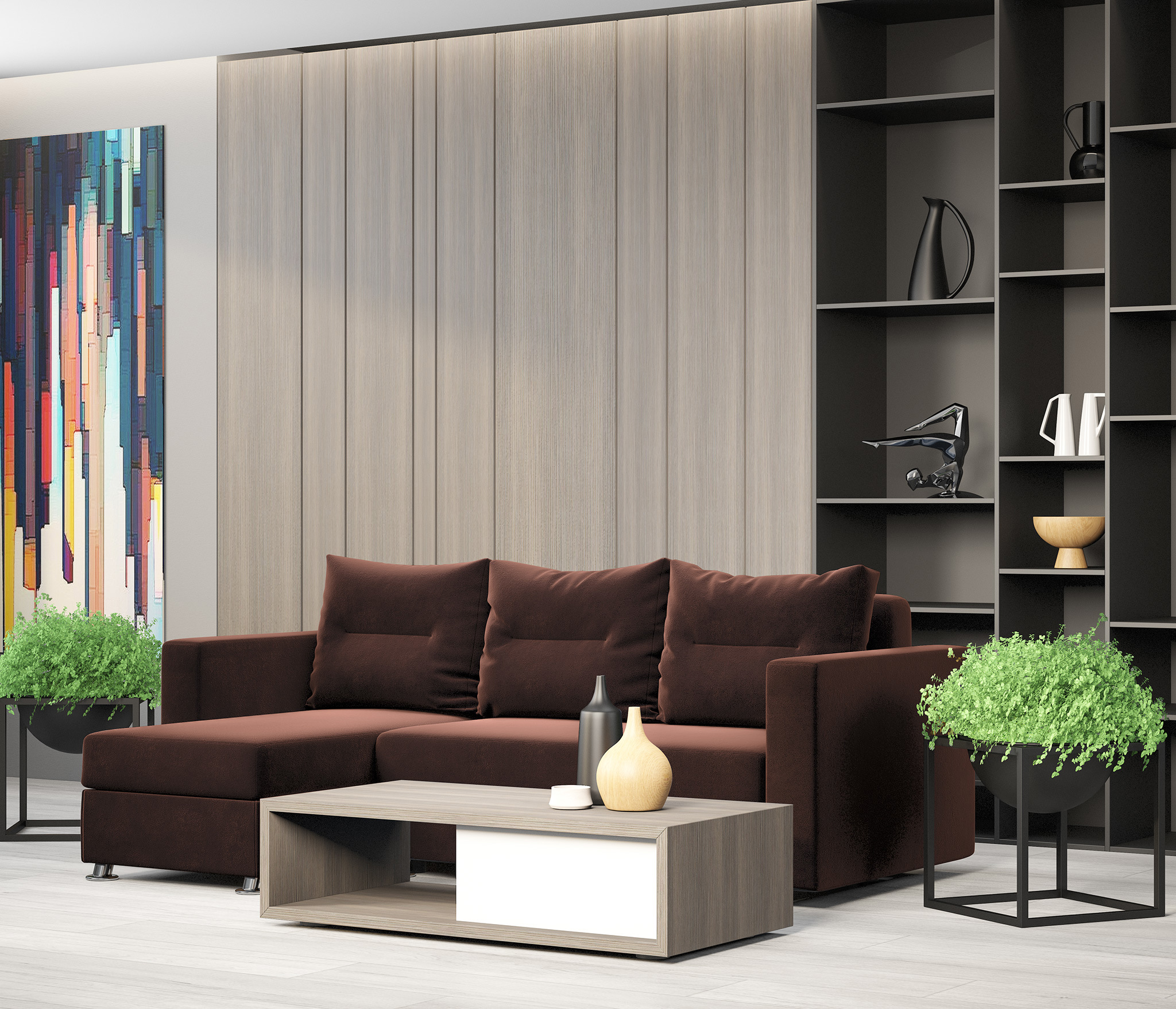 Изображение товара Угловой диван Гамма Ария левый 225x78x150 см велюр шоколадный