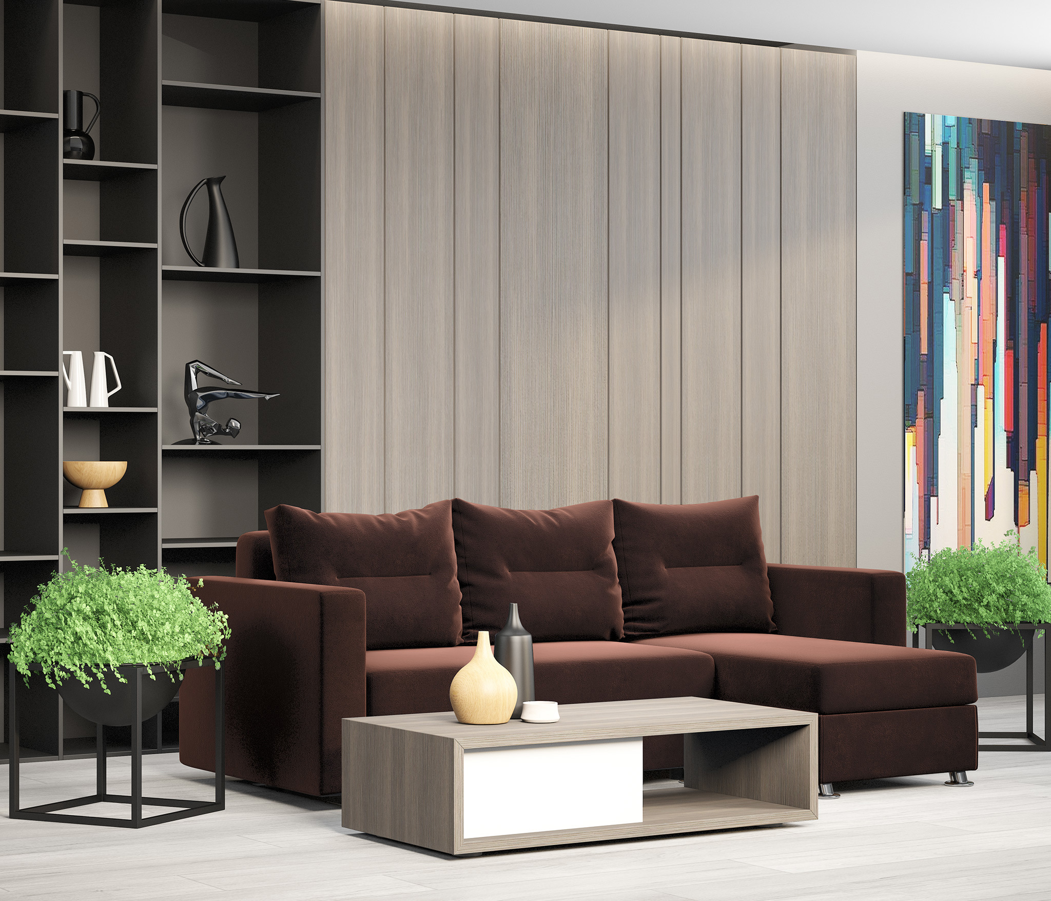 Изображение товара Угловой диван Гамма Ария с ящиком и спальным местом 225х78х150 см в стиле модерн