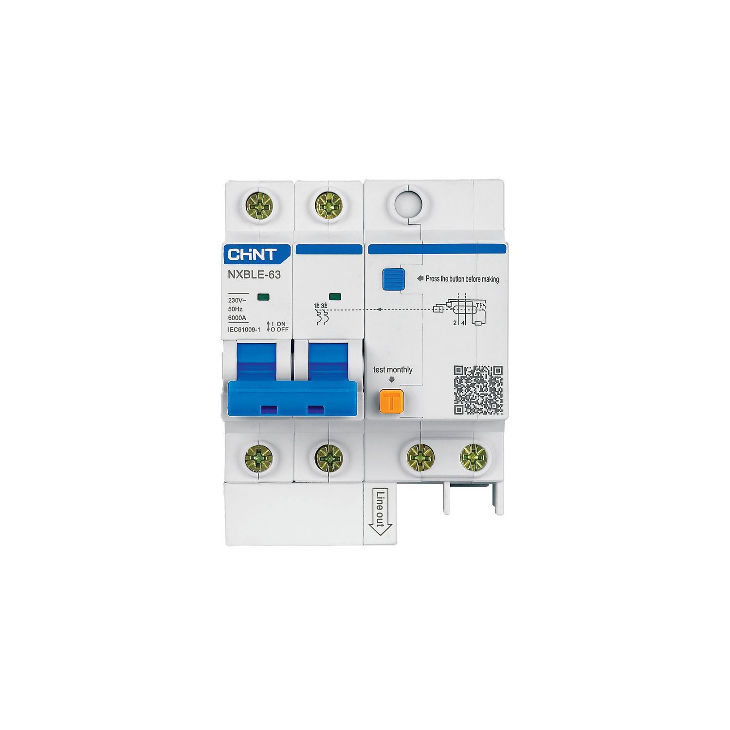 Изображение товара Дифференциальный автомат Chint NXBLE-63 2P C32 А 30 мА 6 кА AC 819980