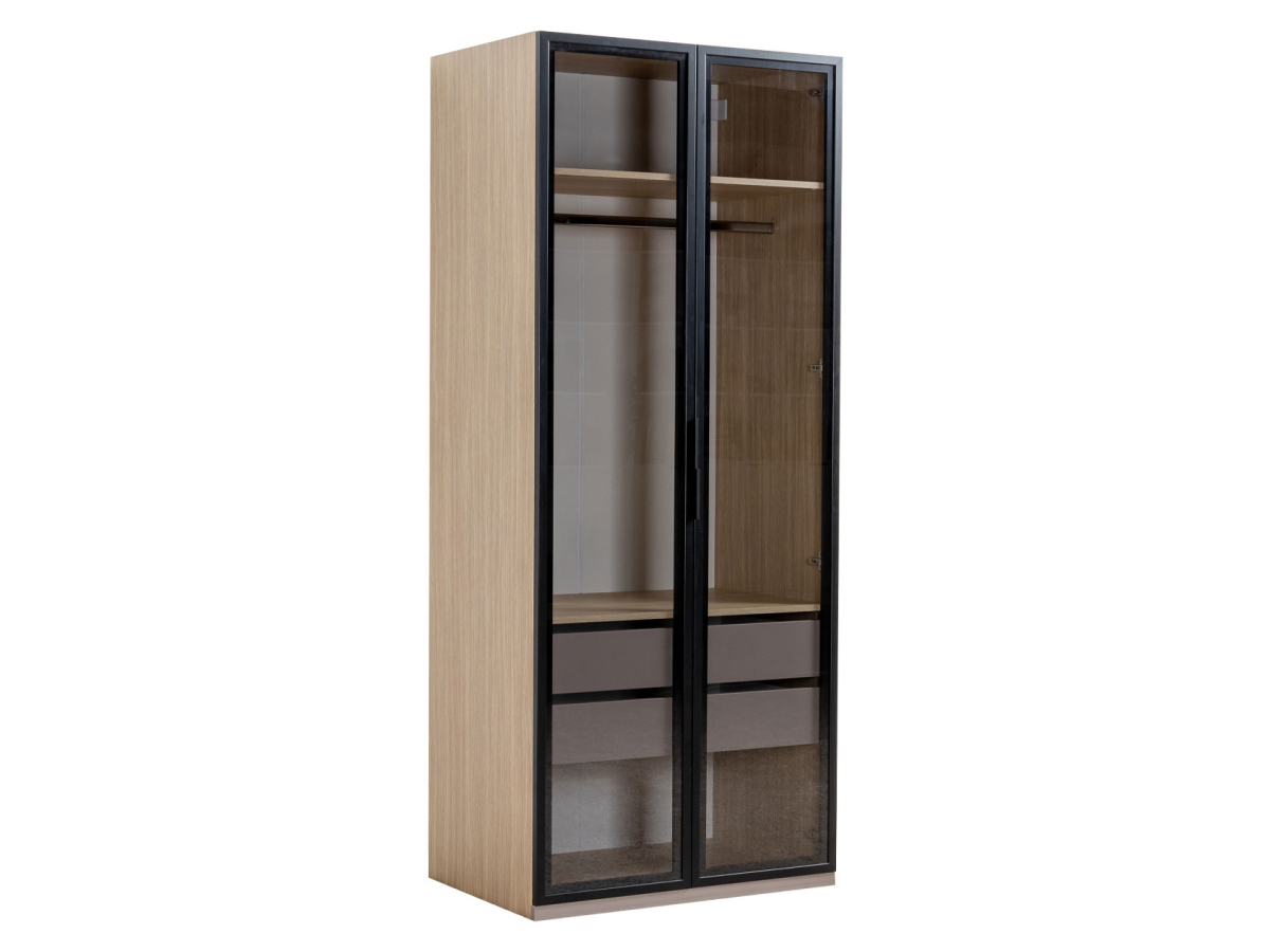 Изображение товара Шкаф распашной Mobi Амьен с 2 дверями 87x213x59 см ЛДСП цвет плэйн/веллюто капучино