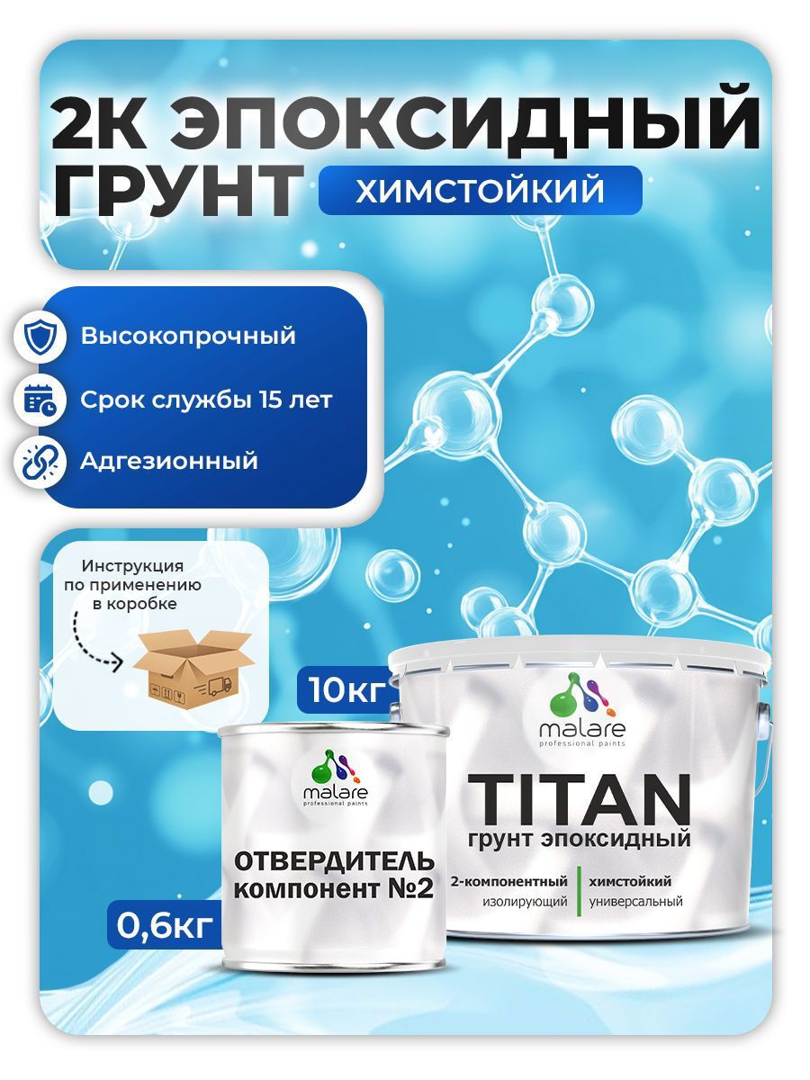 Изображение товара Эпоксидный грунт Malare Titan универсальный двухкомпонентный прозрачный 10кг