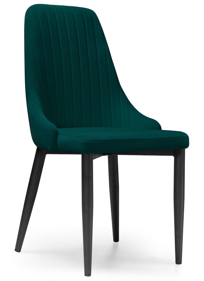 Изображение товара Стул Woodville Kora в скандинавском стиле с велюровым сиденьем черный зеленый