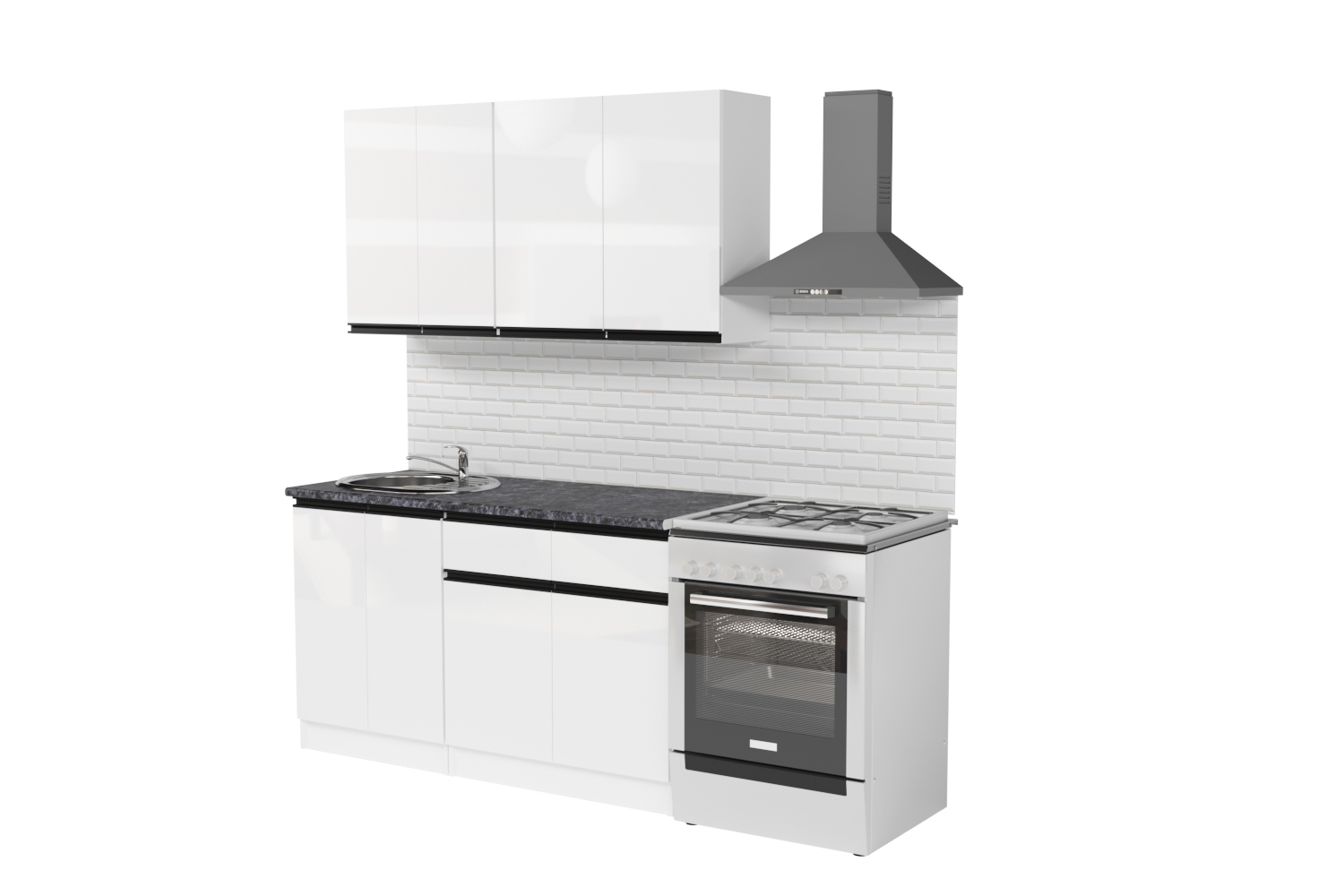 Изображение товара Кухонный гарнитур Медиум/лотос Герда Лотос медиум 140x217x60 см ЛДСП цвет белый глянец