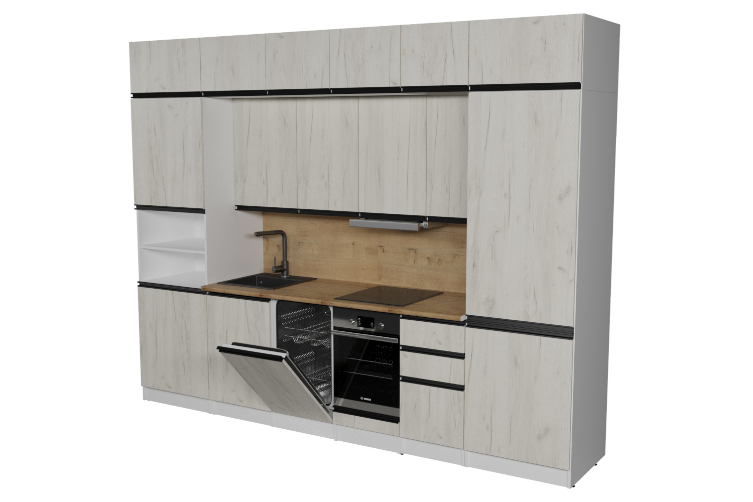 Изображение товара Кухонный гарнитур Люкс/амели Герда Амели люкс 300x244x60 см ЛДСП цвет дуб Изображение товара Кухонный гарнитур Люкс/амели Герда Амели люкс 300x244x60 см ЛДСП цвет дуб