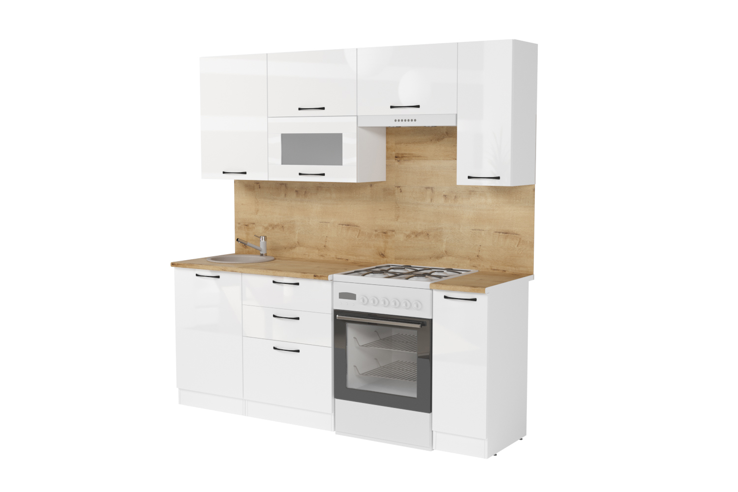 Изображение товара Кухонный гарнитур Ультра/жасмин Герда Жасмин ультра 200x217x60 см ЛДСП цвет белый глянец