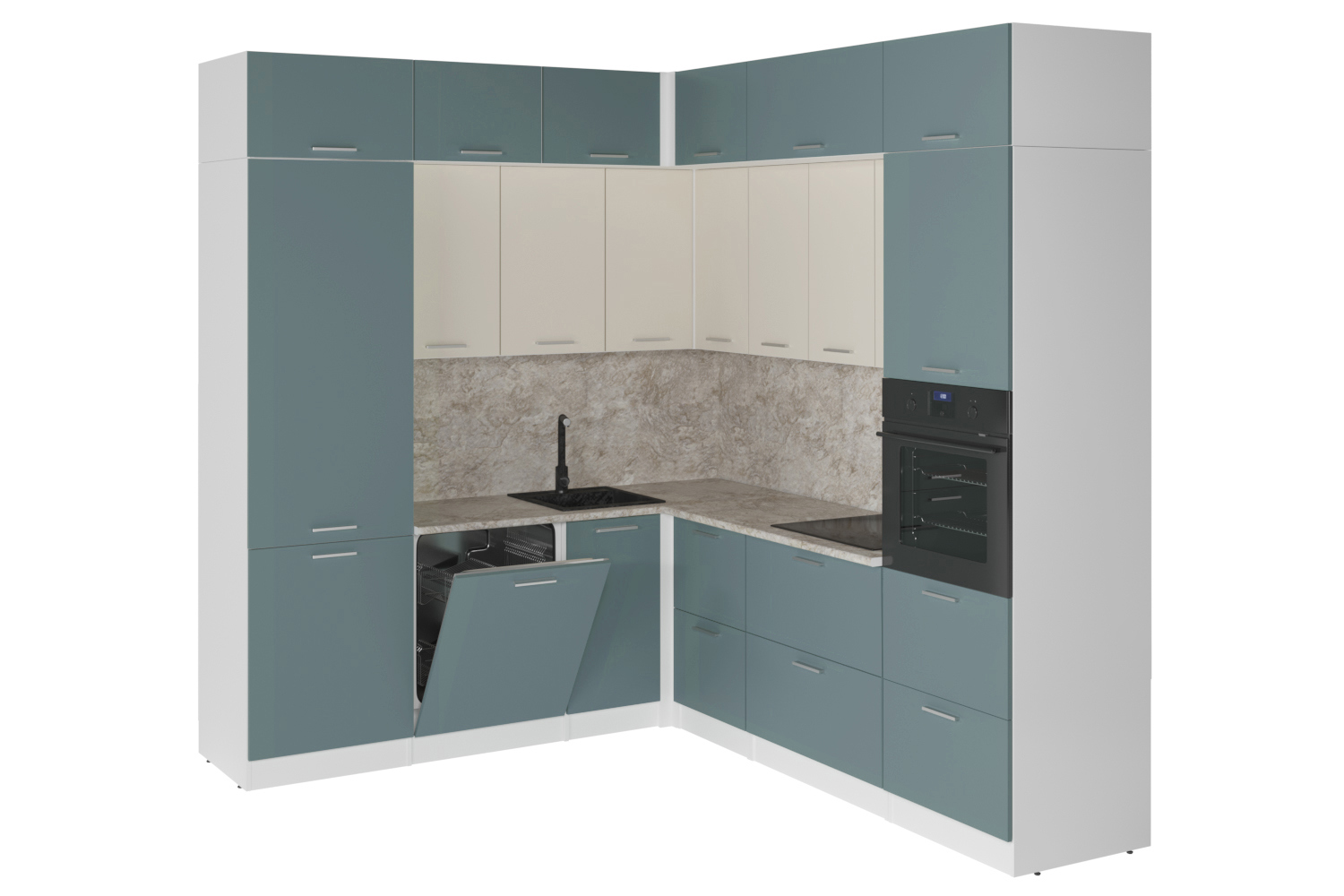 Изображение товара Кухонный гарнитур Гранд прайм/глория Герда Глория гранд прайм 250x244x60 см ЛДСП цвет сине-зеленый