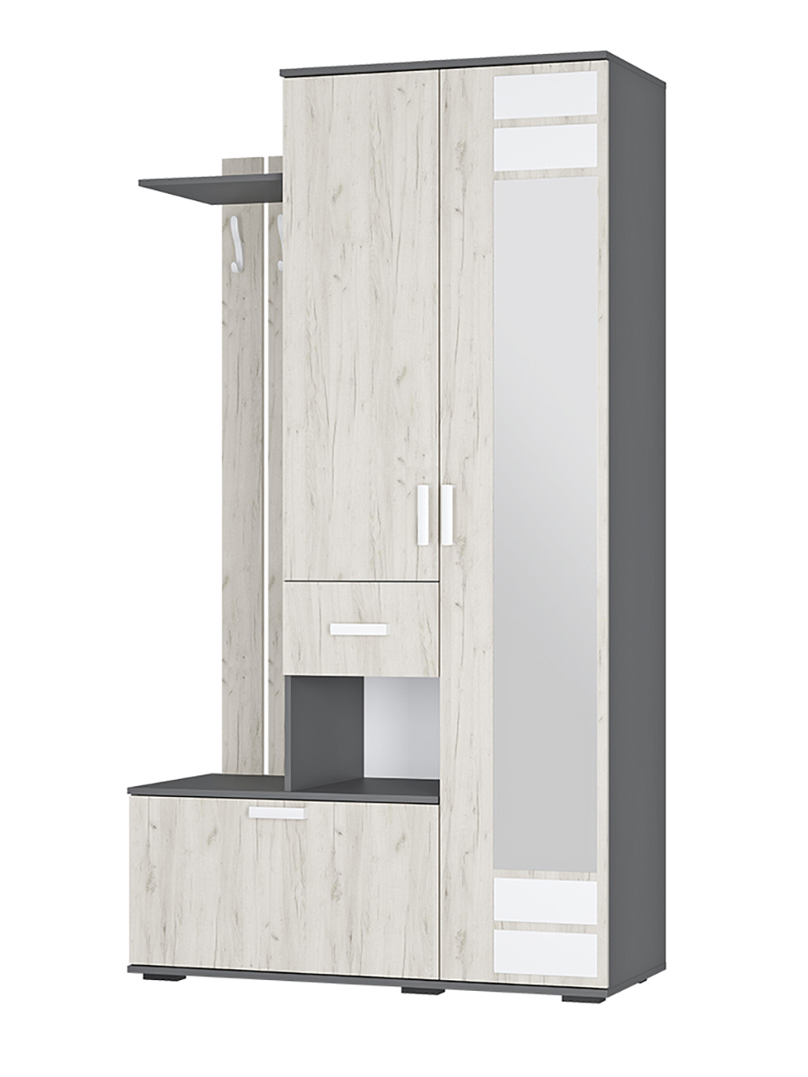 Изображение товара Комплект мебели для прихожей Лира BTS 120.2x217.6x52.4 см с зеркалом и обувницей