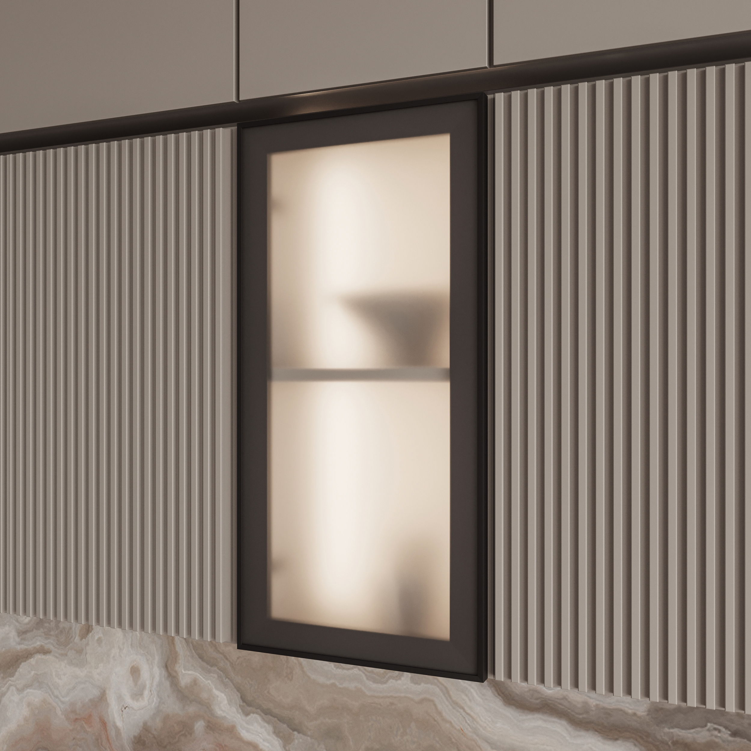 Изображение товара Фасад-витрина для шкафа Найди 71.7x34.7 см алюминий и стекло цвет черный муар