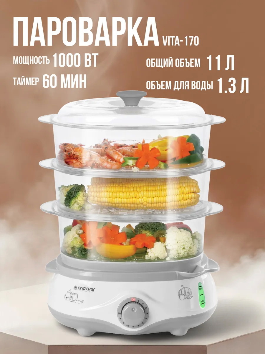 Изображение товара Электрическая пароварка ENDEVER Vita-170 с таймером и 3 функциями