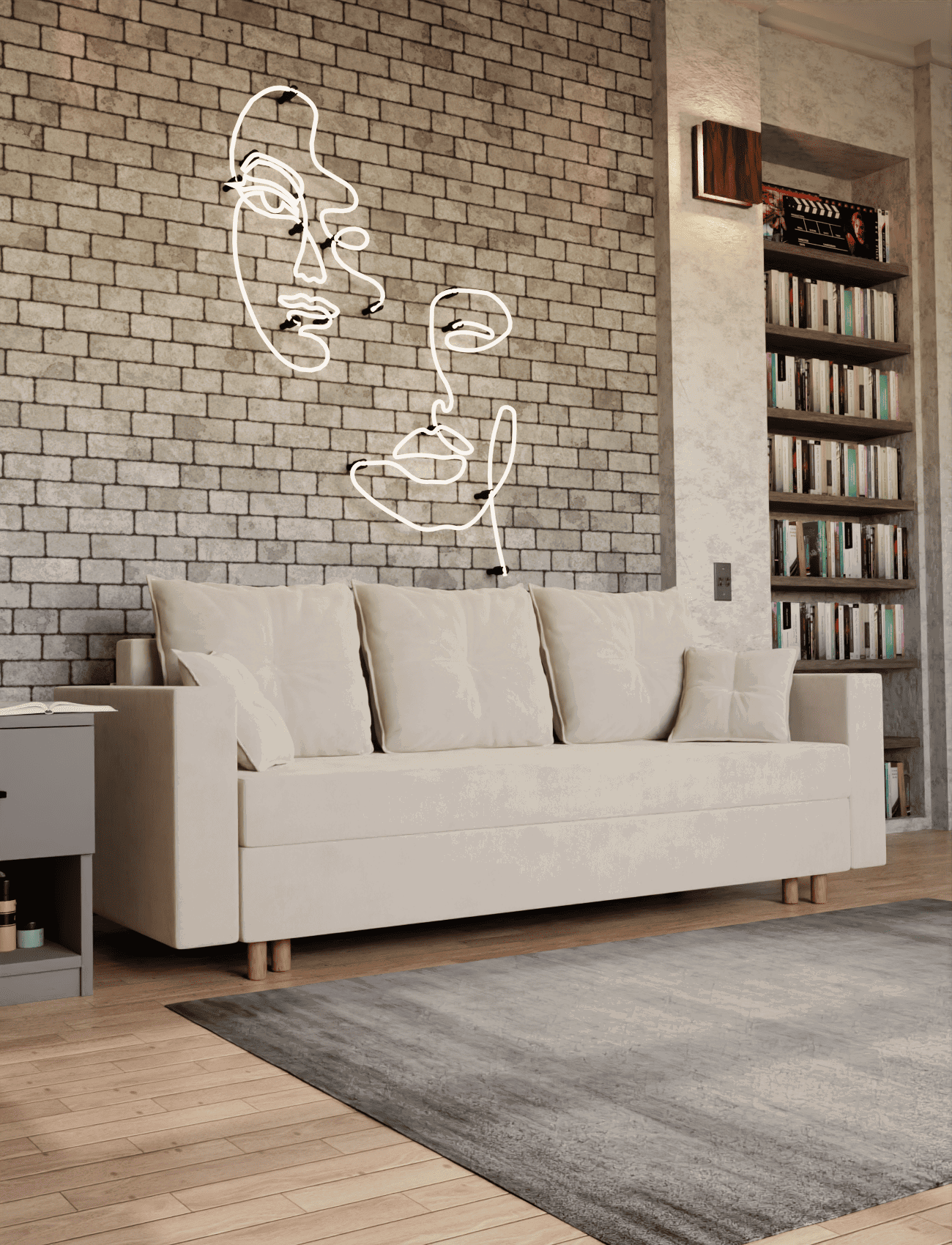 Изображение товара Раскладной диван Yorcom Адам 1 220x80x100 см велюр цвет белый