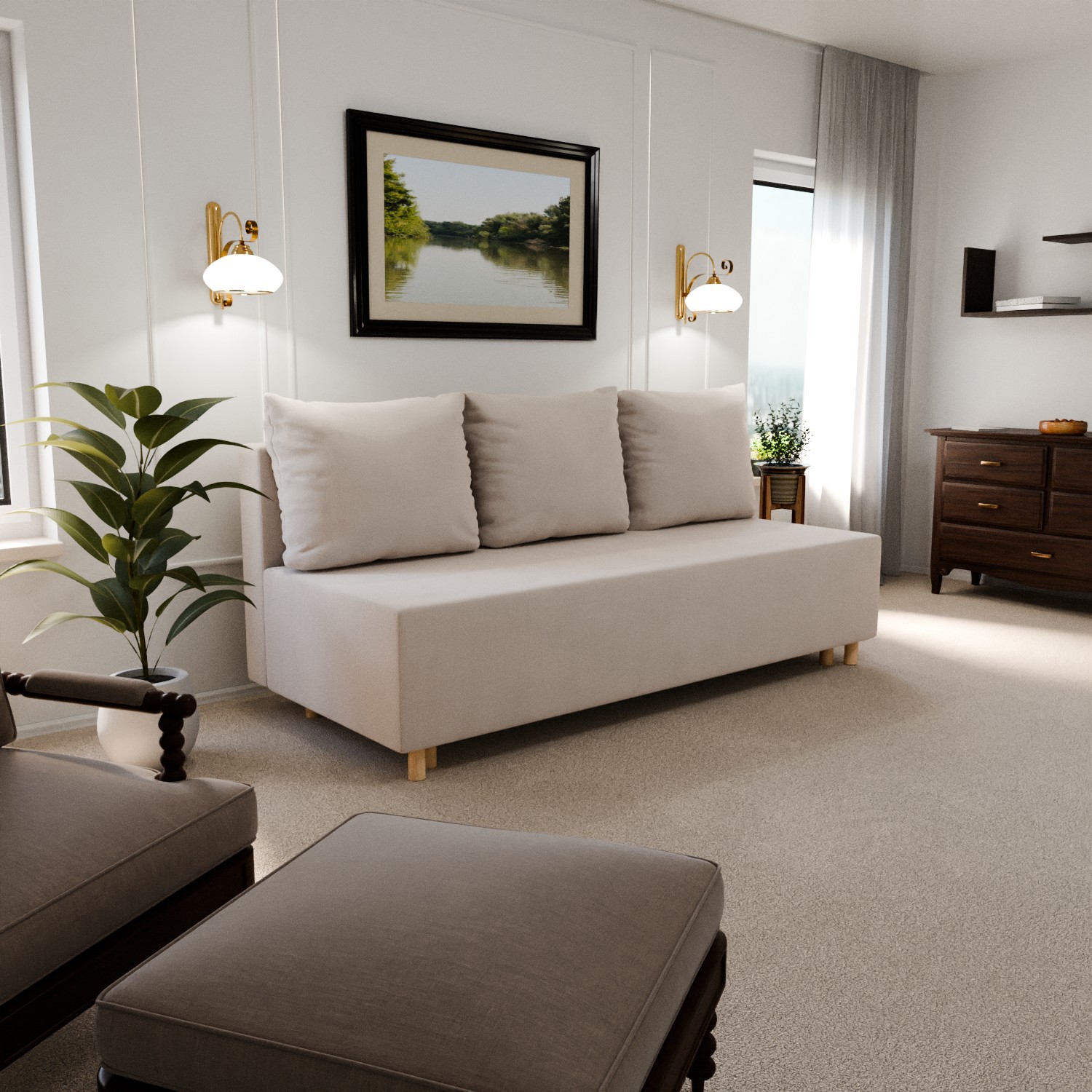 Изображение товара Раскладной диван Yorcom Лайт 1 190x80x100 см велюр цвет белый