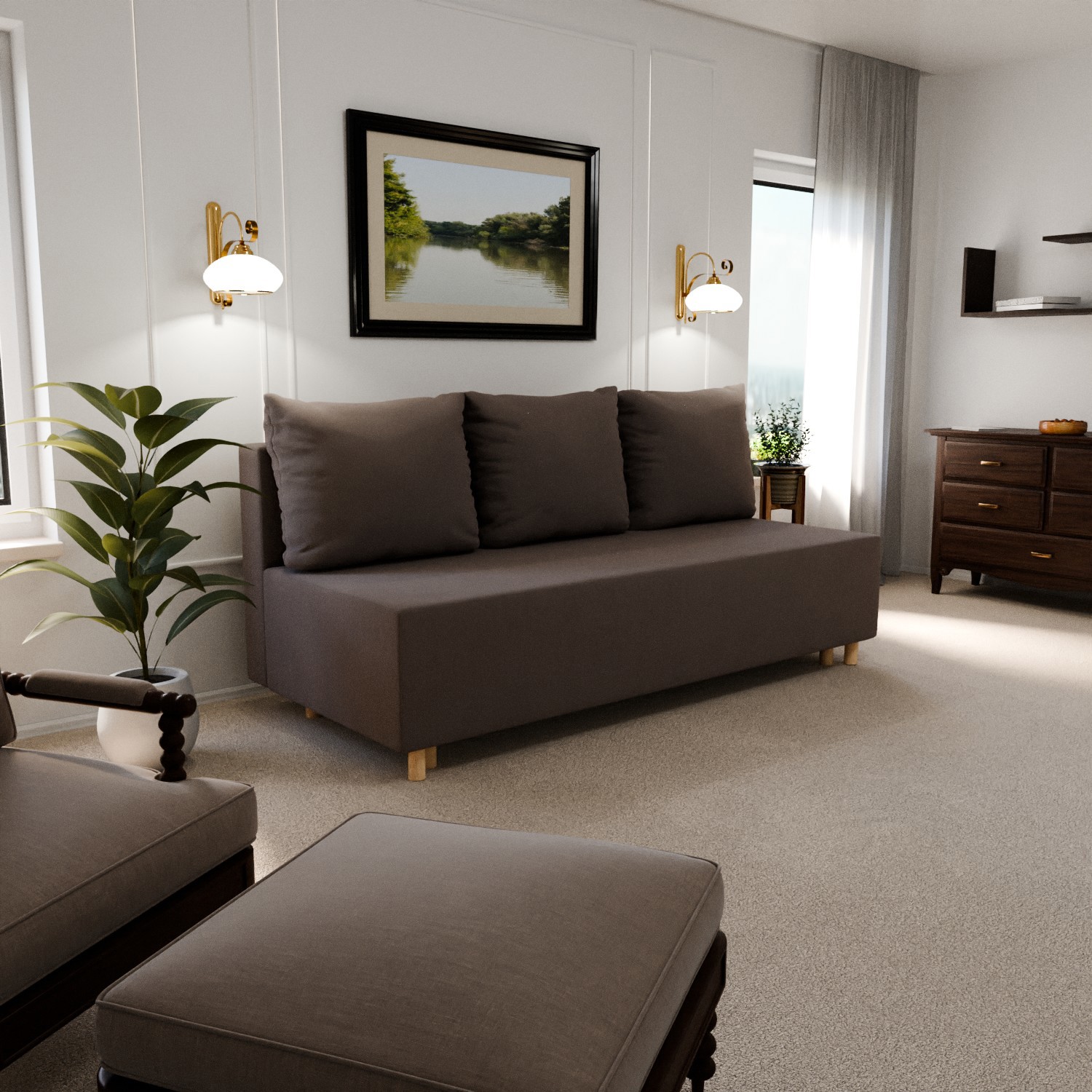 Изображение товара Раскладной диван Yorcom Лайт 23 190x80x100 см велюр цвет коричневый