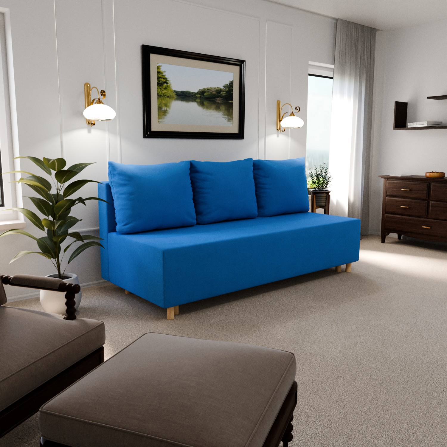 Изображение товара Раскладной диван Yorcom lait_45_NPB 190x80x100 см велюр цвет васильковый