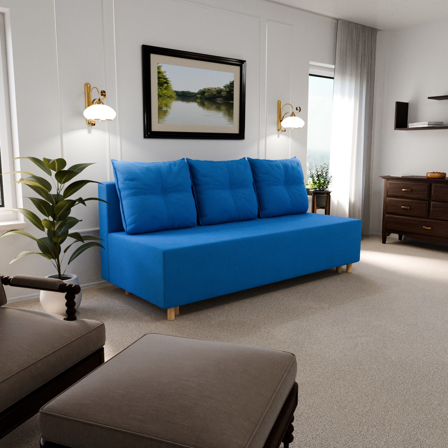 Изображение товара Раскладной диван Yorcom Сияние_45 190x80x100 см велюр цвет васильковый