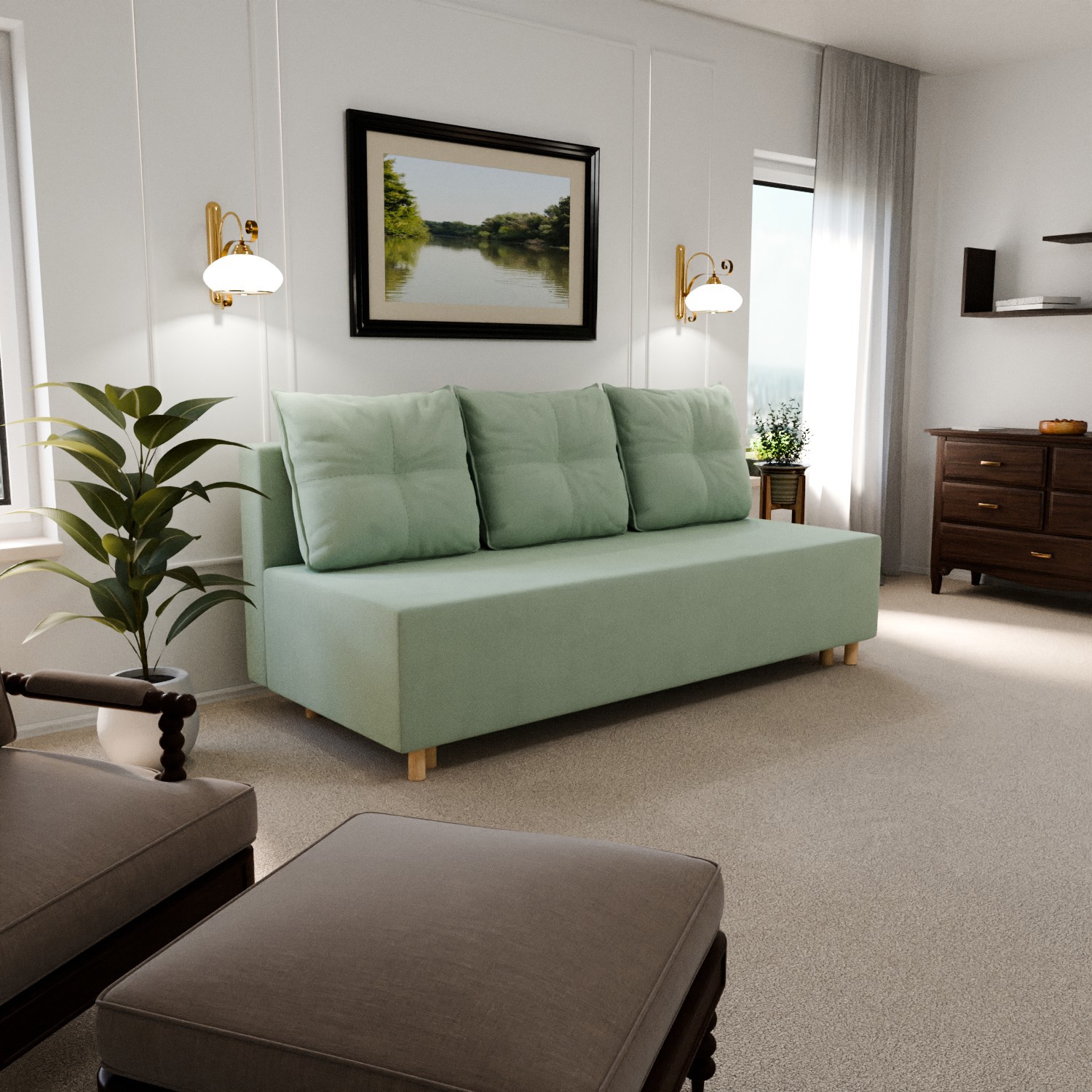 Изображение товара Раскладной диван Yorcom Сияние_14 190x80x100 см велюр цвет фисташковый