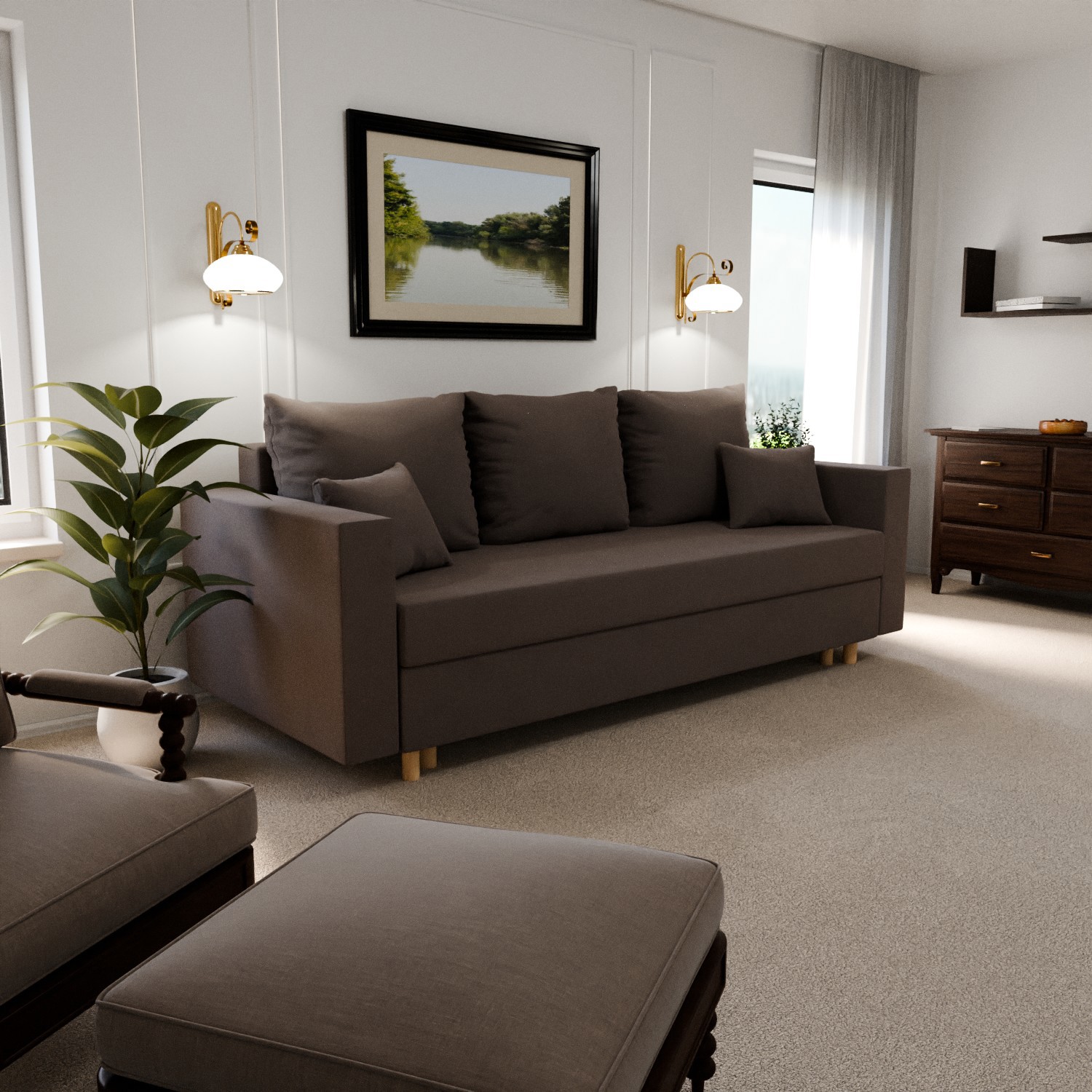 Изображение товара Раскладной диван Yorcom Адам 220x80x100 см велюр коричневый