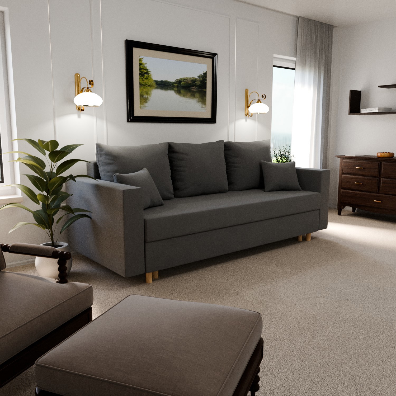 Изображение товара Раскладной диван Yorcom Адам 32 220x80x100 см велюр цвет серый