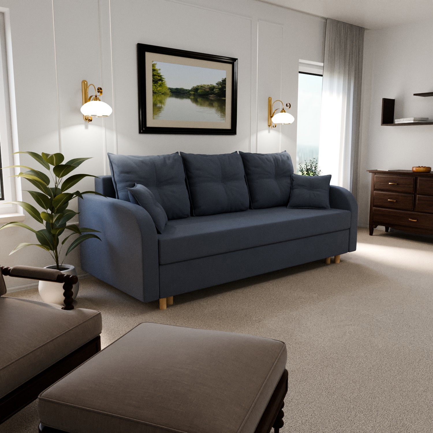 Изображение товара Раскладной диван Yorcom Генри 48 220x80x100 см велюр цвет серо-фиолетовый