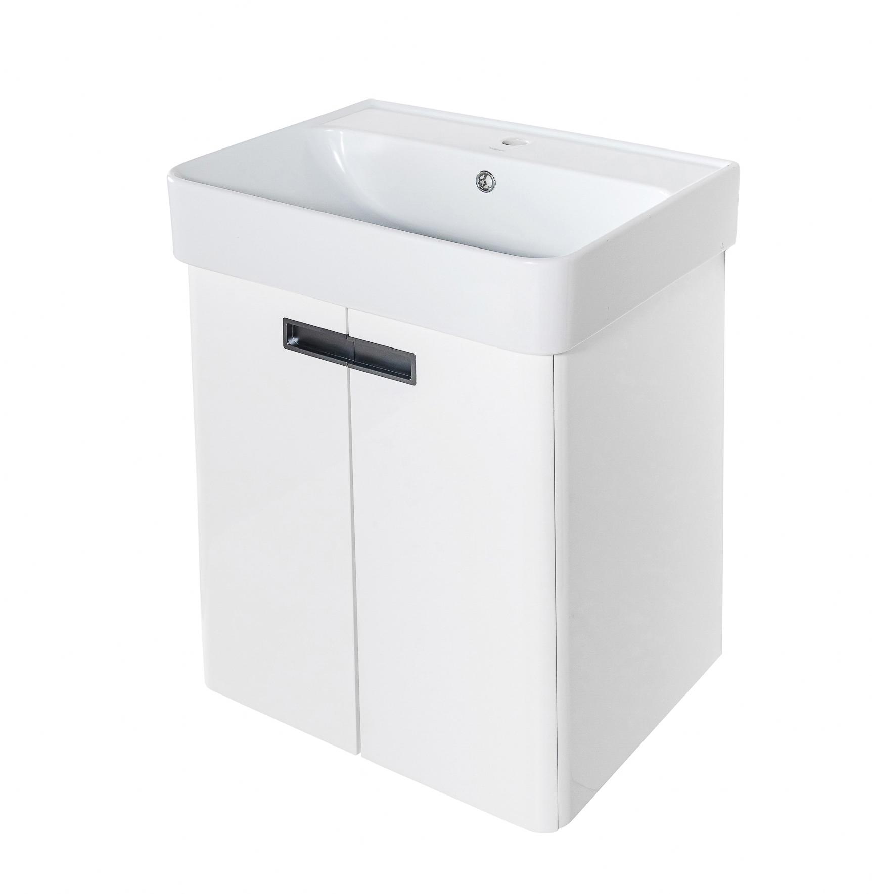 Изображение товара Тумба под раковину Олимпия 55 см подвесная с двумя дверями белая