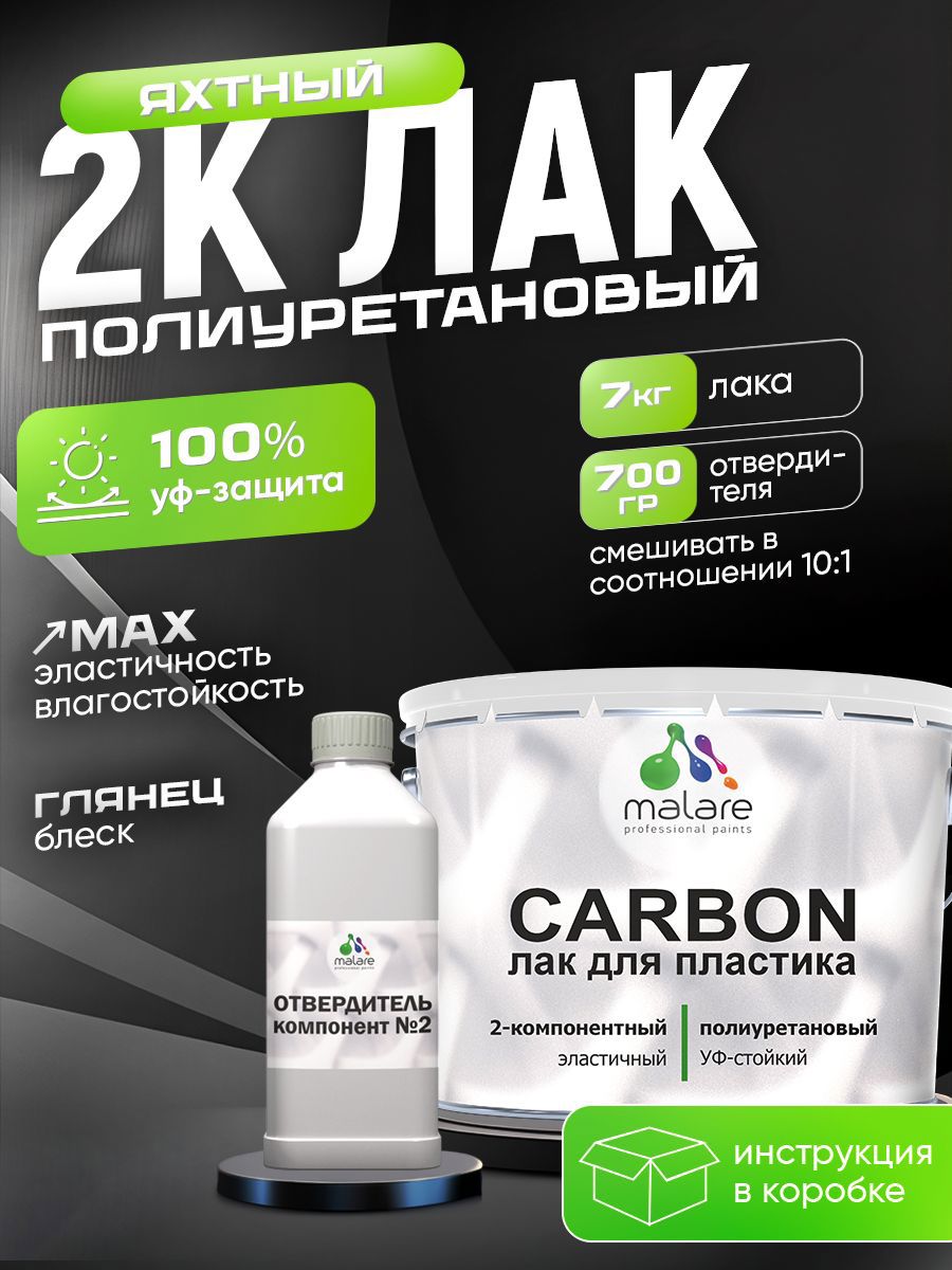 Изображение товара Полиуретановый яхтный лак Malare Carbon глянцевый 7 кг