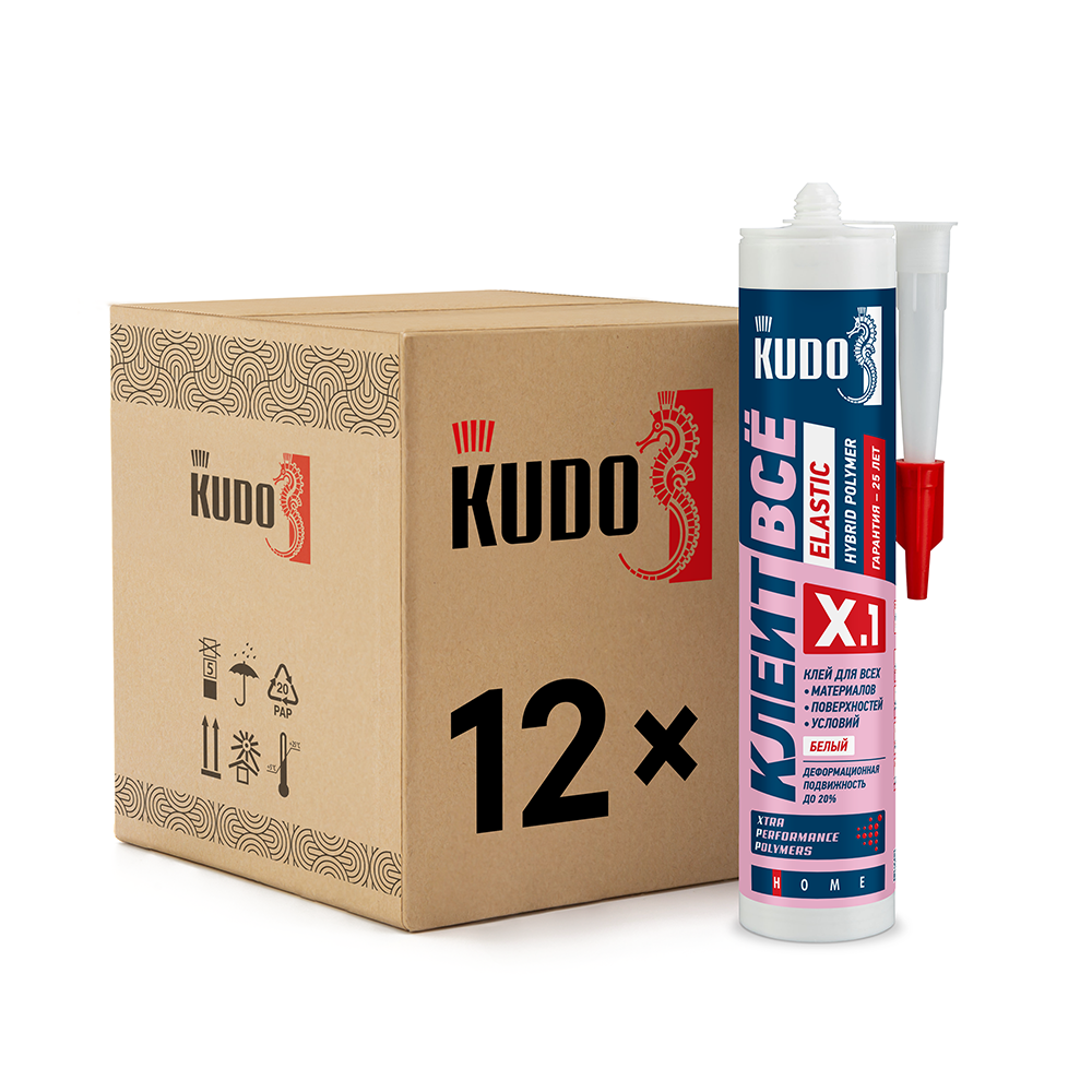 Изображение товара Клей монтажный Kudo Elastic белый 280 мл KX-1W 12 шт