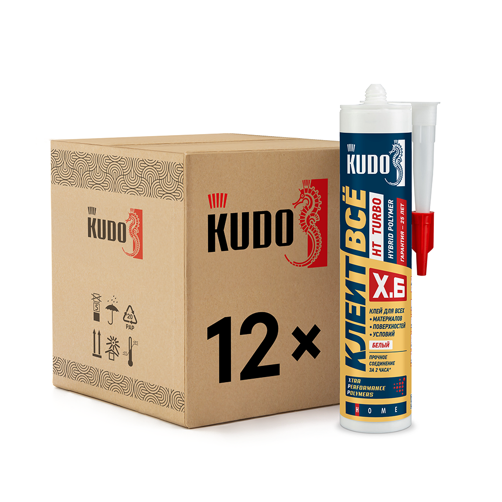 Изображение товара Клей монтажный Kudo Turbo ht с высокой первоначальной адгезией и скоростью отверждения белый 280мл