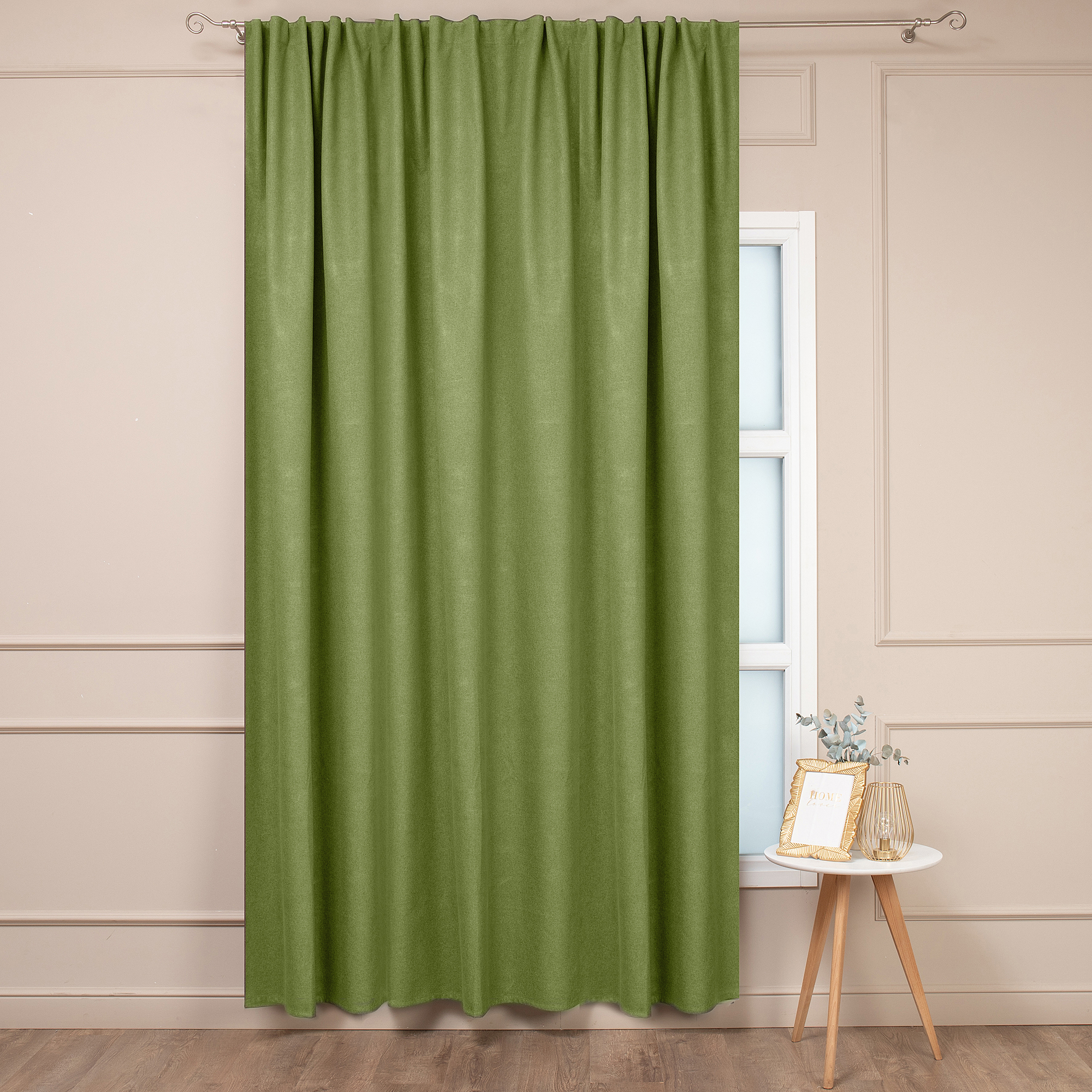 Изображение товара Штора блэкаут 200x280 см зеленая, неоклассика, полиэстер