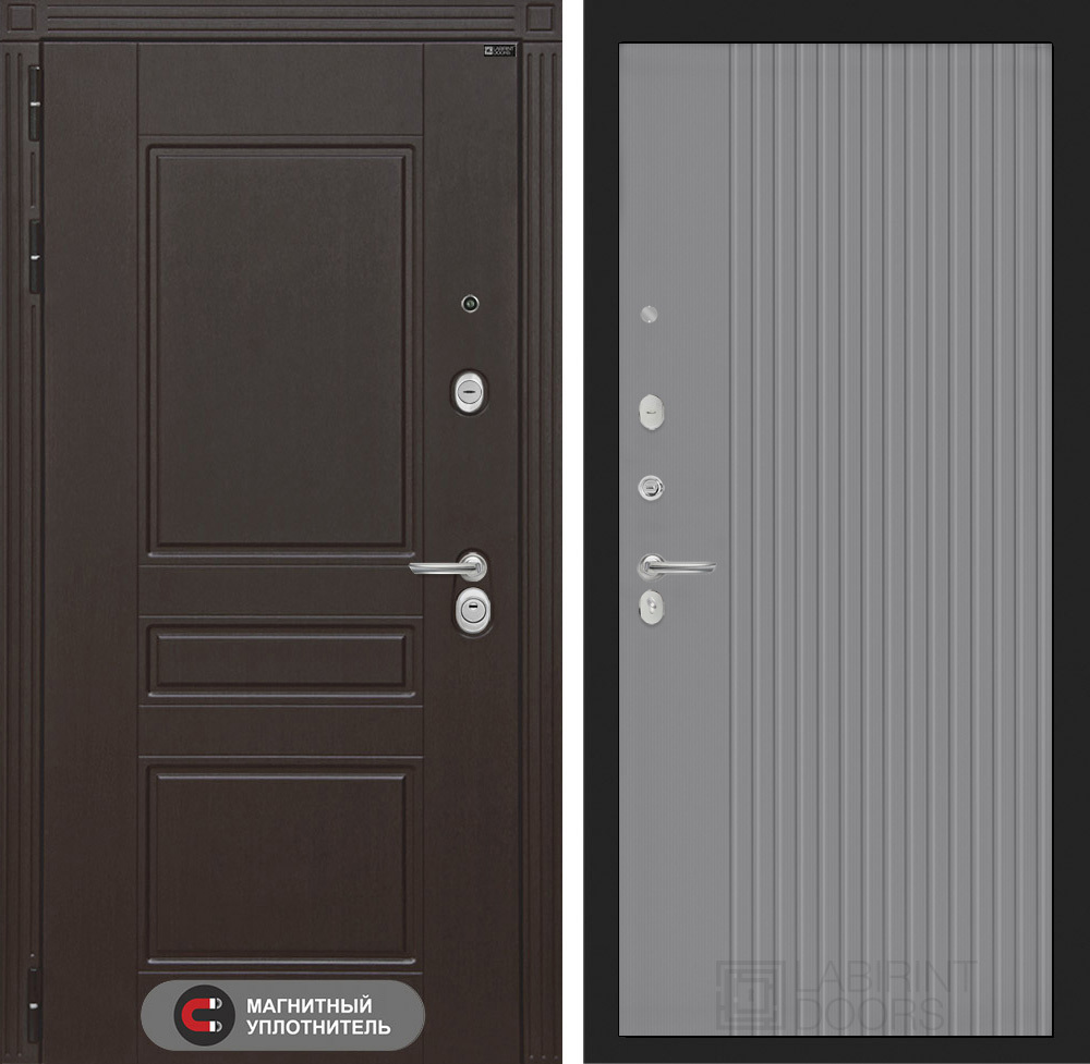 Изображение товара Входная дверь Лабиринт Мегаполис с панелью П29 левый 205x96см цвет венге/серый софт рельеф