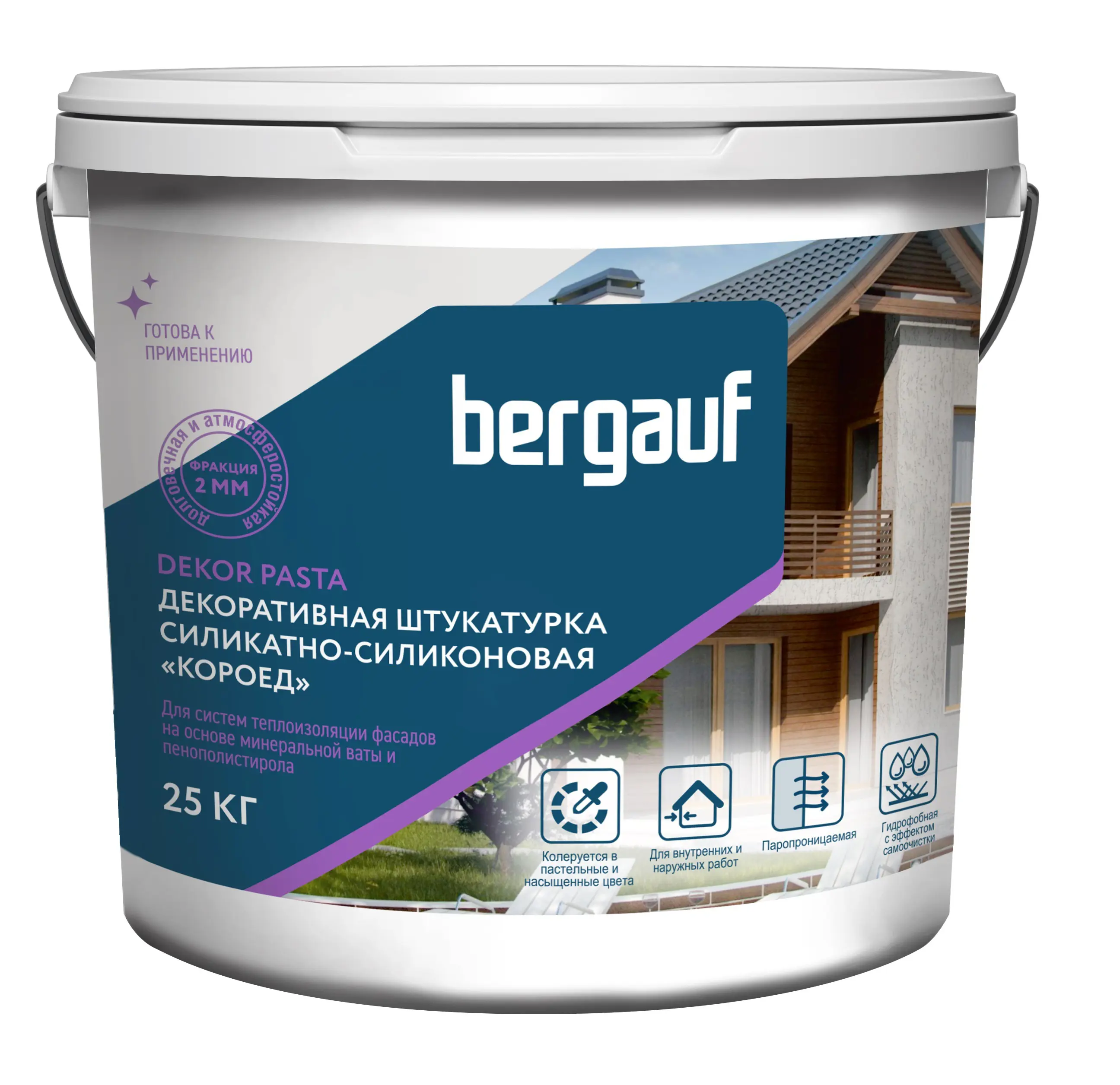 Штукатурка декоративная силикатно-силиконовая Dekor Pasta короед 25 кг цвет белый