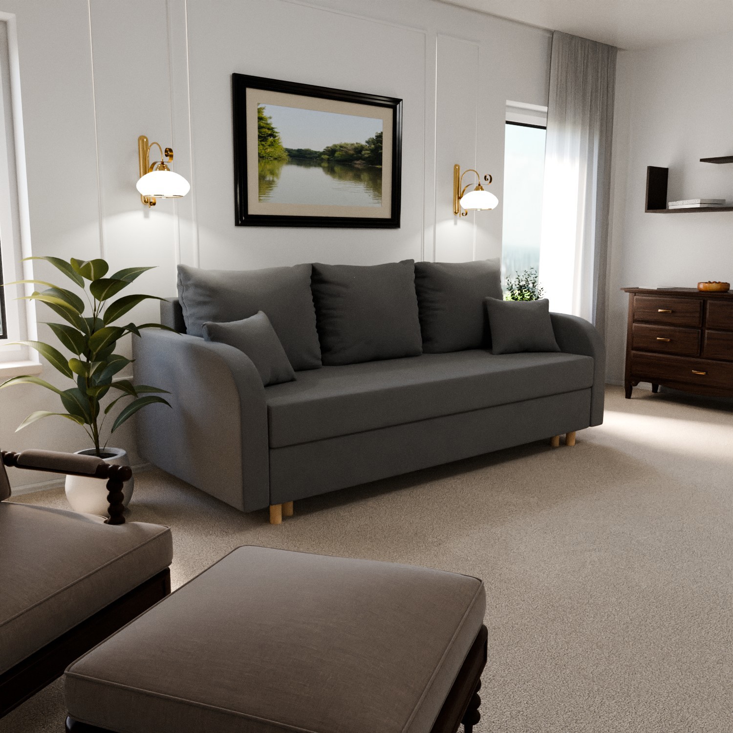 Изображение товара Раскладной диван Yorcom Валенсия 32_NPB 220x80x100 см велюр цвет серый