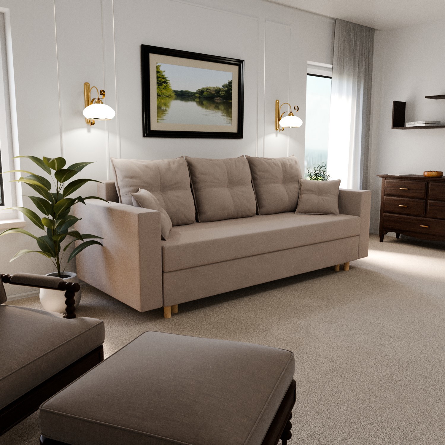 Изображение товара Раскладной диван-кровать Yorcom Гармония 220 см бежевый